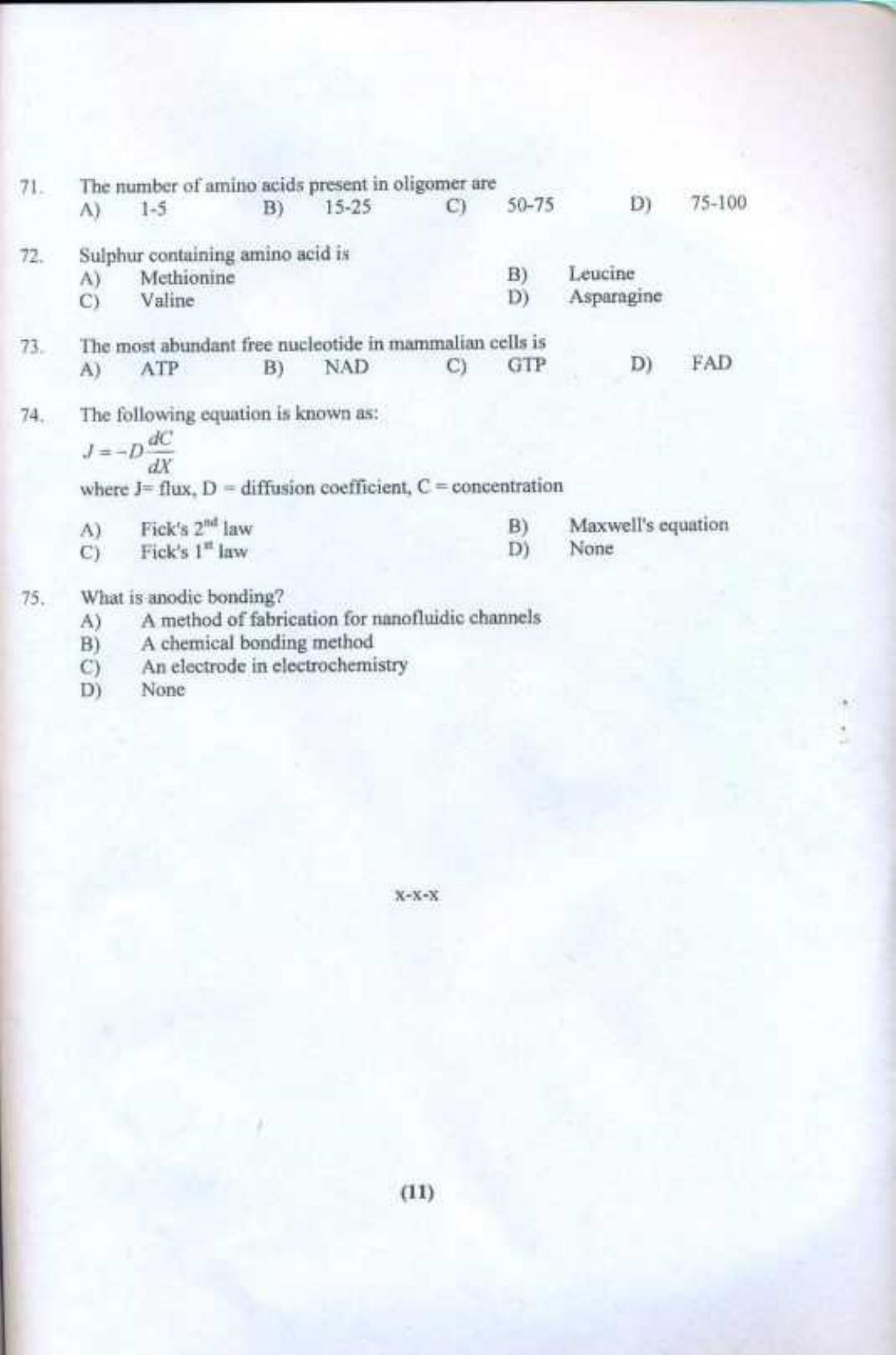 PU CET UG 2017 M.Tech(NanoScience & NanoTechnology) Question Paper - Page 12