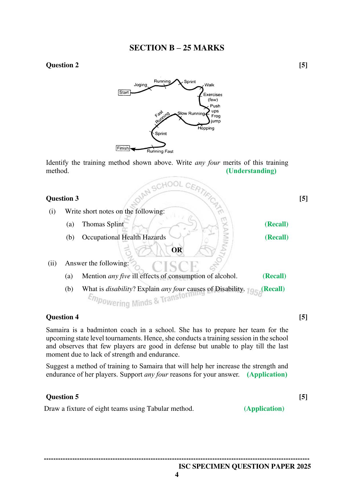 ISC Class 12 2025 PHYSICAL EDUCATION Paper-1 (SQP & AK) Specimen Paper - Page 4