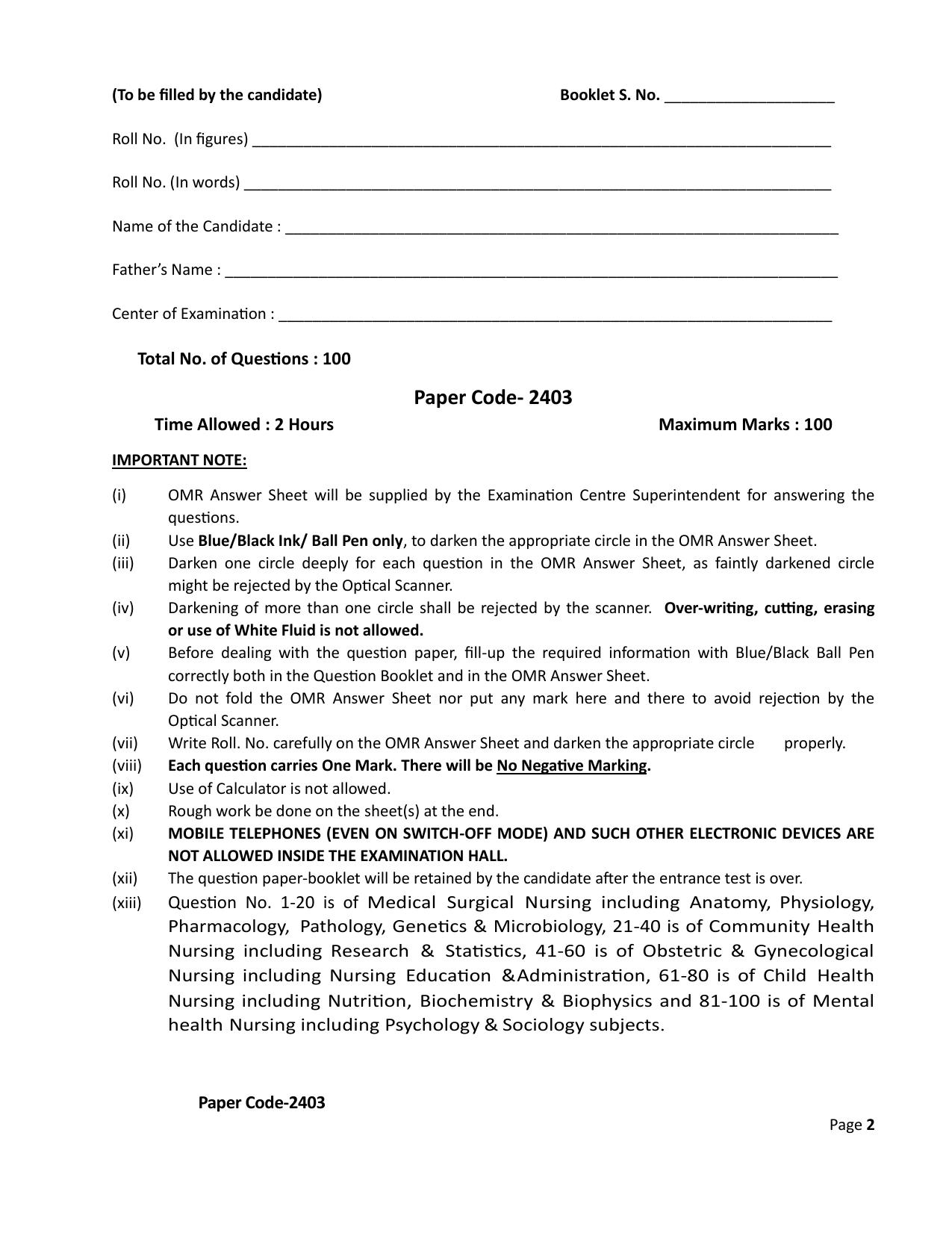 HP M.Sc. Nursing 2024 Question Paper Answer Key - Page 2