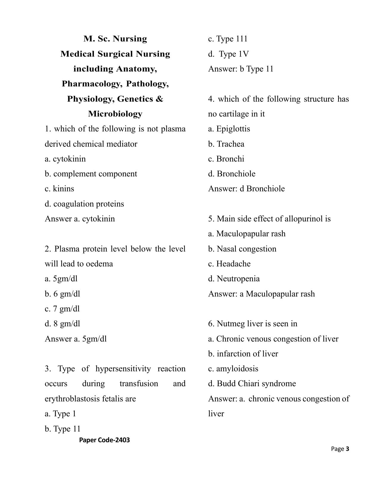 HP M.Sc. Nursing 2024 Question Paper Answer Key - Page 3