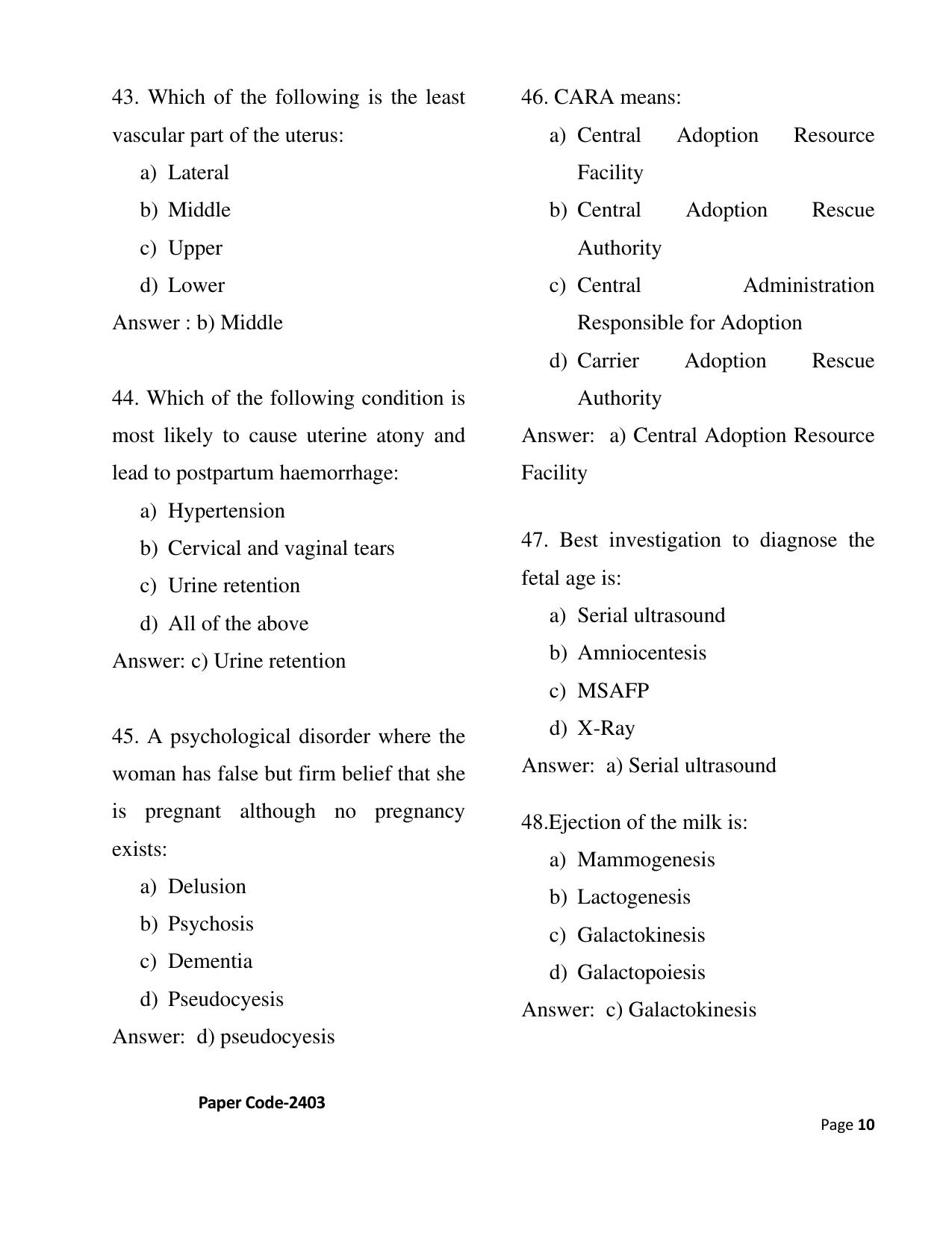 HP M.Sc. Nursing 2024 Question Paper Answer Key - Page 10