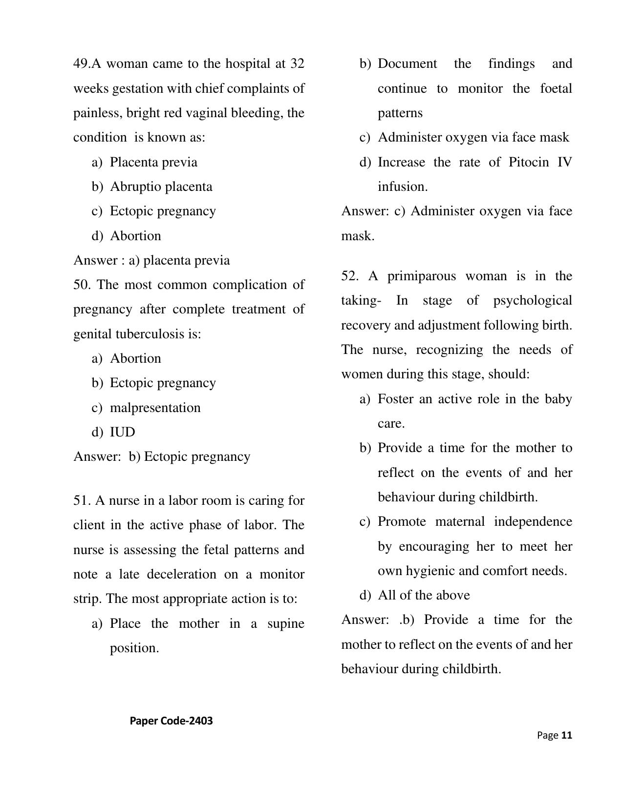 HP M.Sc. Nursing 2024 Question Paper Answer Key - Page 11