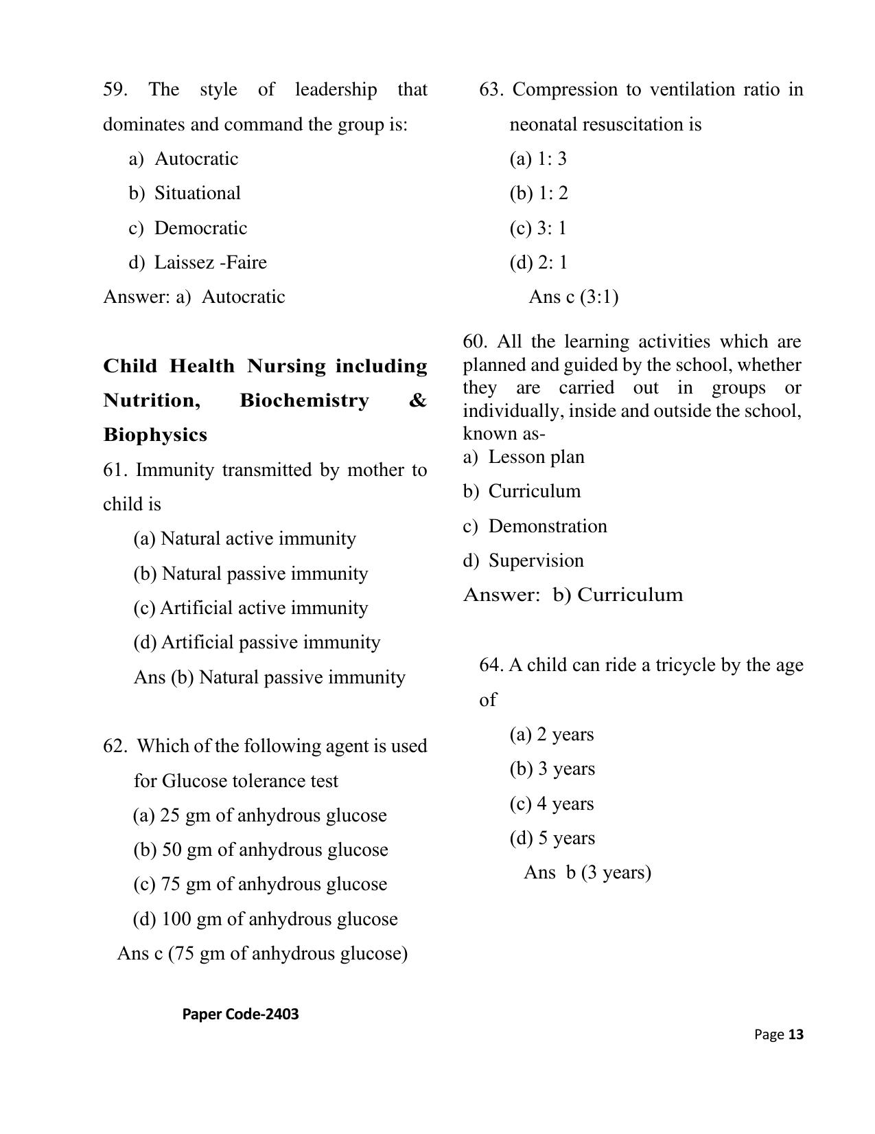 HP M.Sc. Nursing 2024 Question Paper Answer Key - Page 13