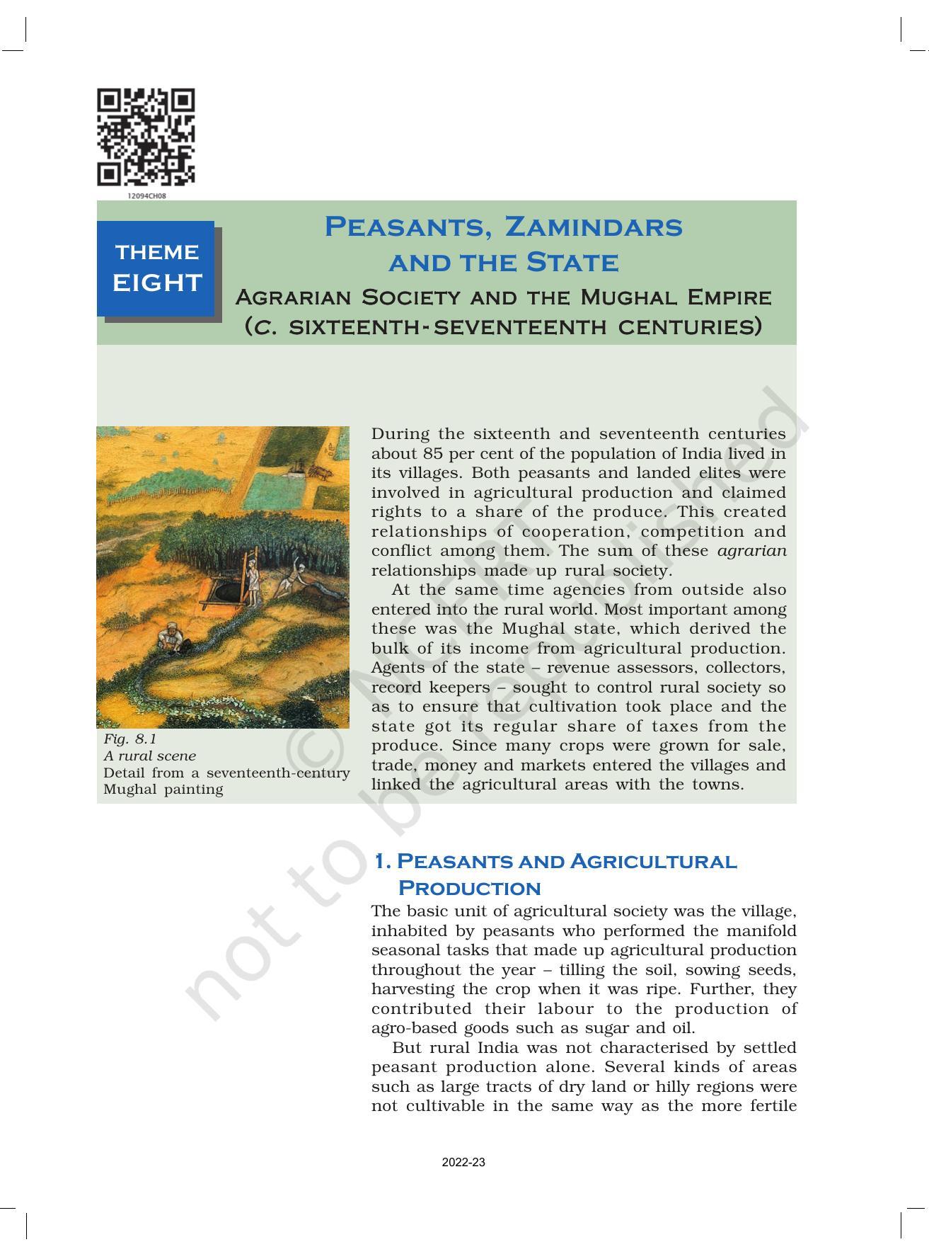 NCERT Book for Class 12 History (Part-II) Chapter 8 Peasants, Zamindars, and the State - Page 1