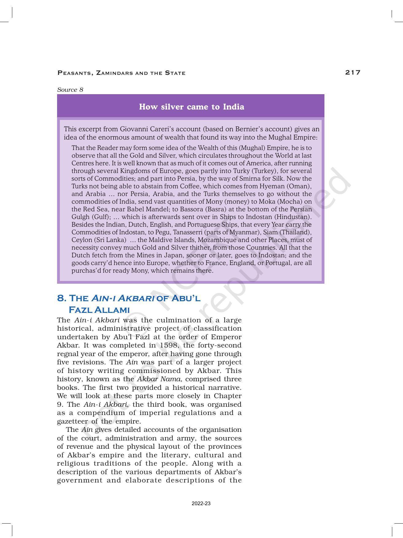 NCERT Book for Class 12 History (Part-II) Chapter 8 Peasants, Zamindars, and the State - Page 22