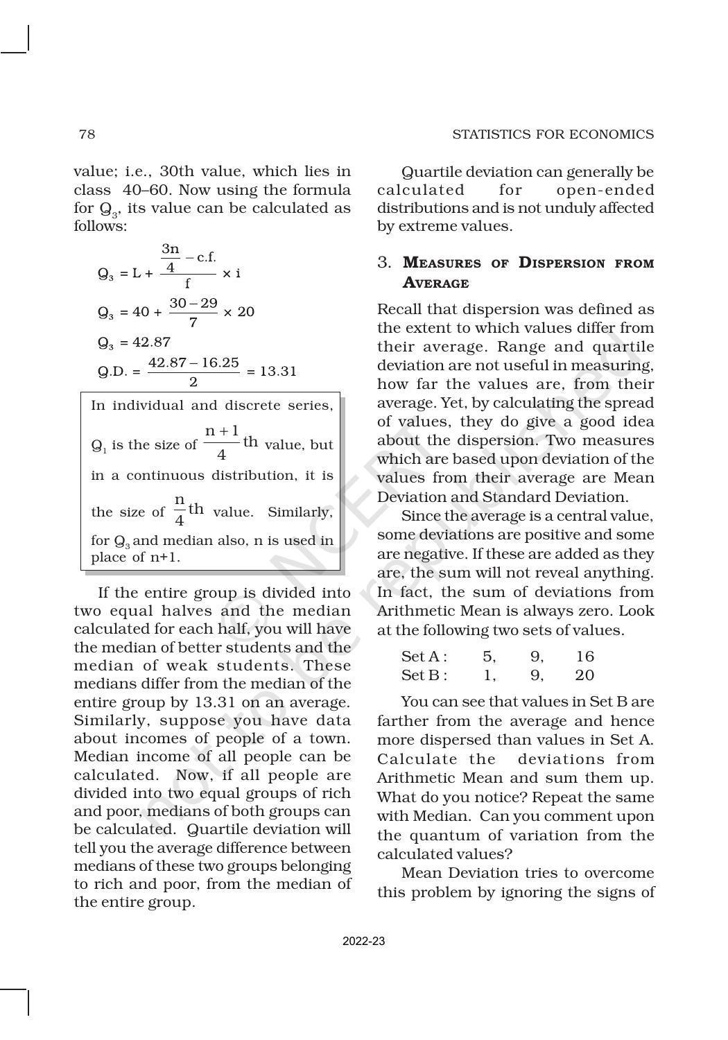 NCERT Book for Class 11 Economics (Statistic Economics) Chapter 6 Measures of Dispersion - Page 5