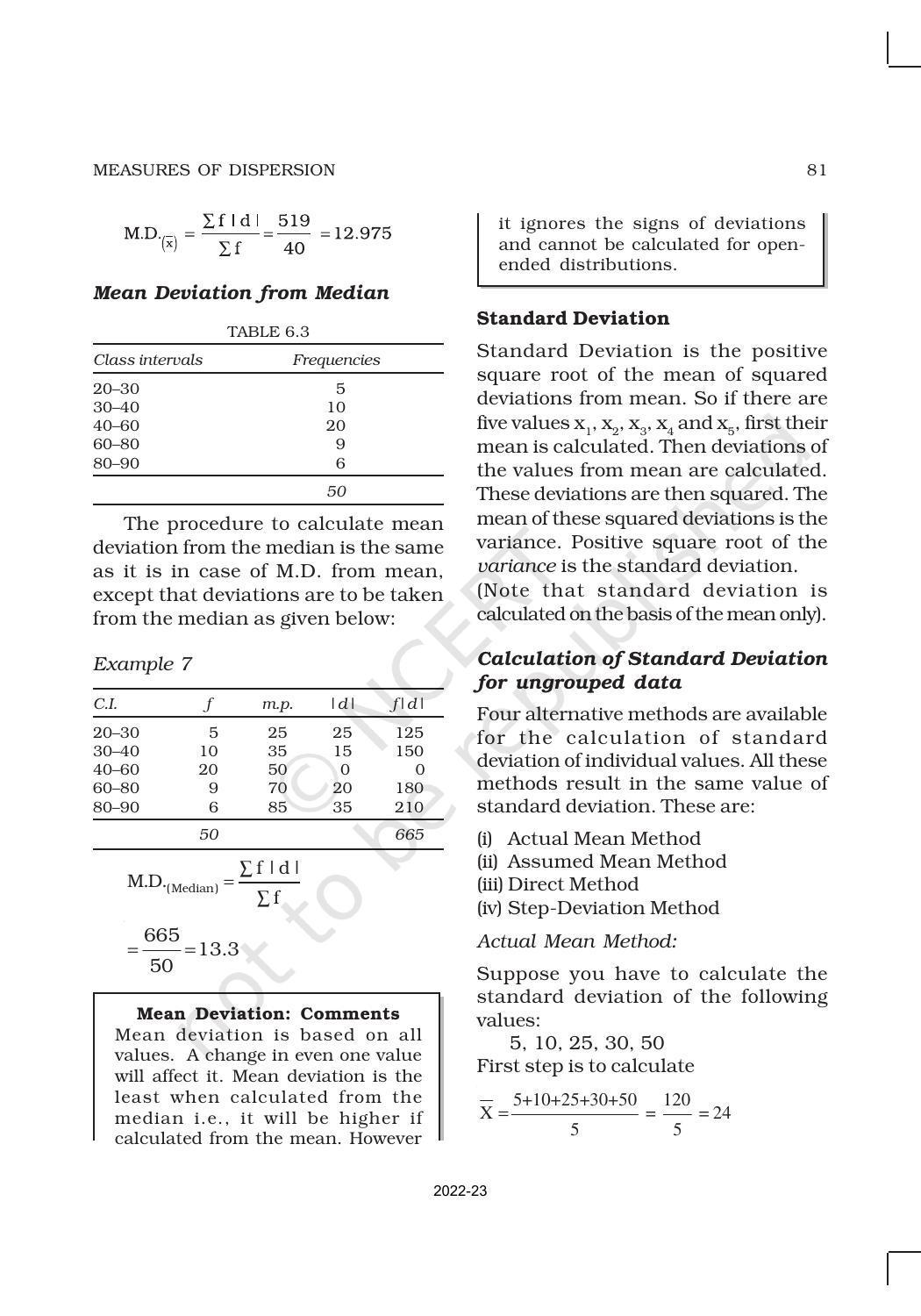 NCERT Book for Class 11 Economics (Statistic Economics) Chapter 6 Measures of Dispersion - Page 8
