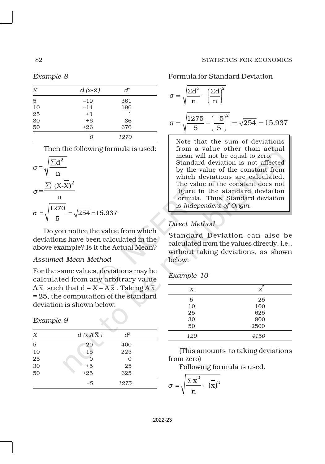 NCERT Book for Class 11 Economics (Statistic Economics) Chapter 6 Measures of Dispersion - Page 9