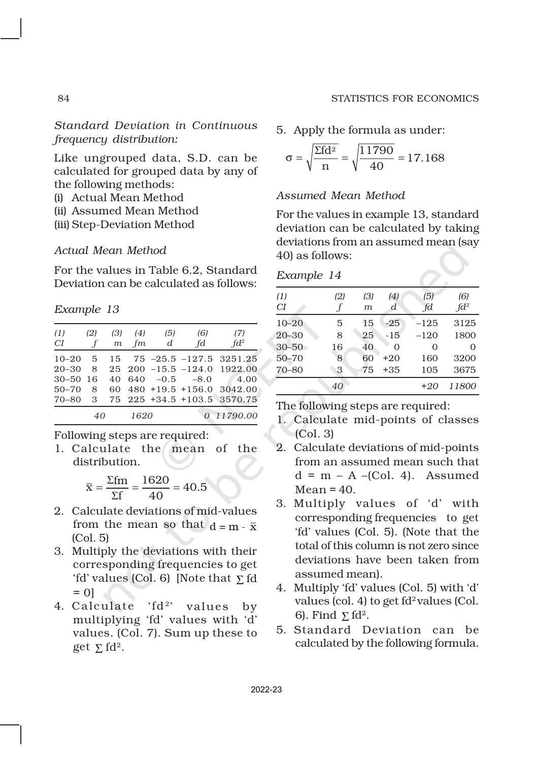 NCERT Book for Class 11 Economics (Statistic Economics) Chapter 6 Measures of Dispersion - Page 11