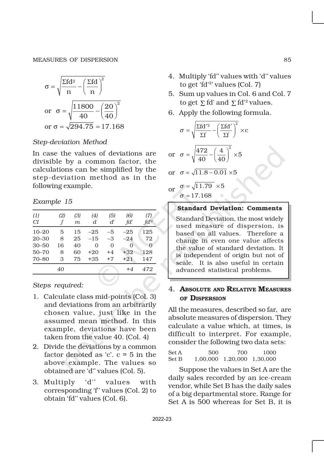 NCERT Book for Class 11 Economics (Statistic Economics) Chapter 6 Measures of Dispersion - Page 12