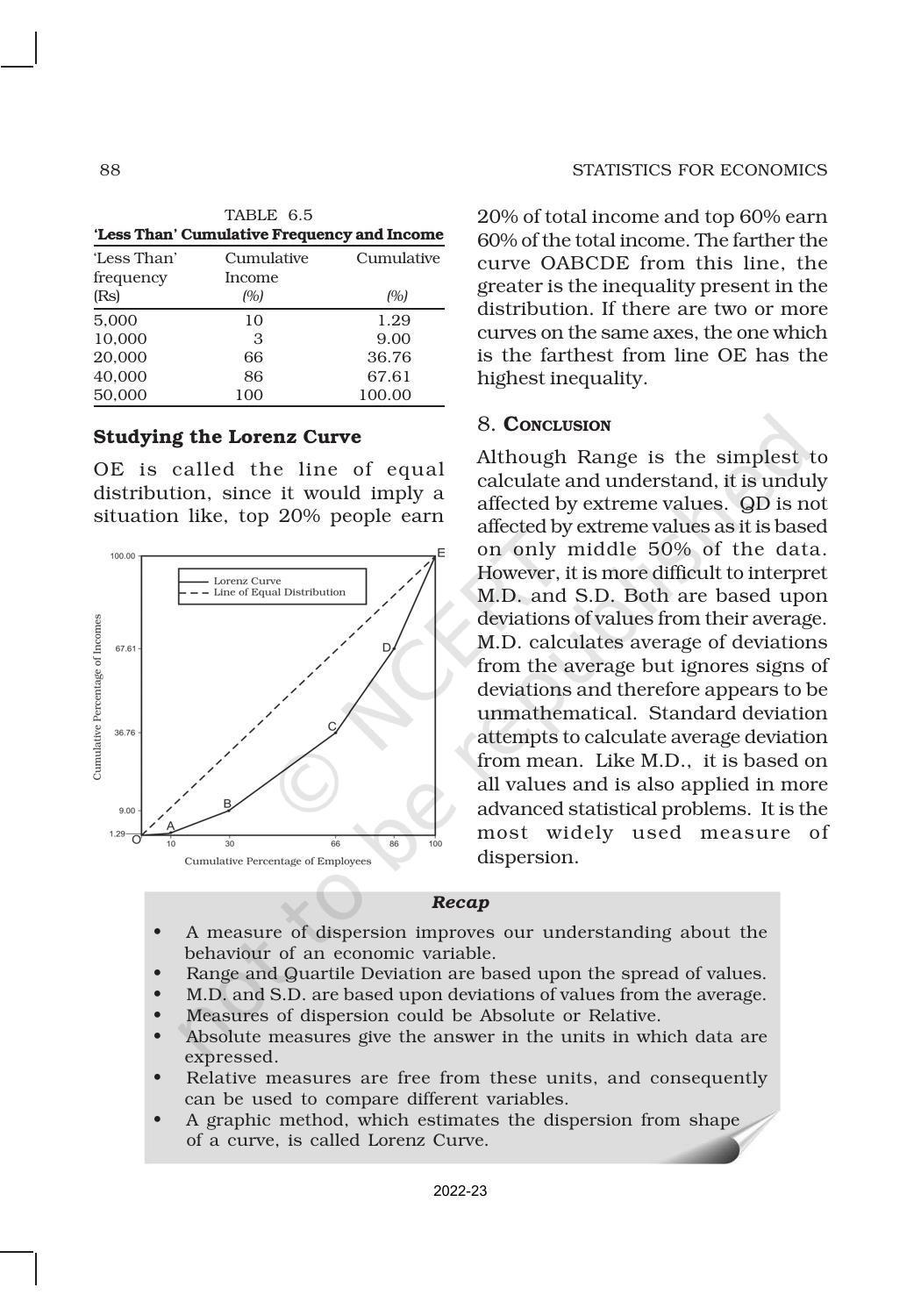 NCERT Book for Class 11 Economics (Statistic Economics) Chapter 6 Measures of Dispersion - Page 15