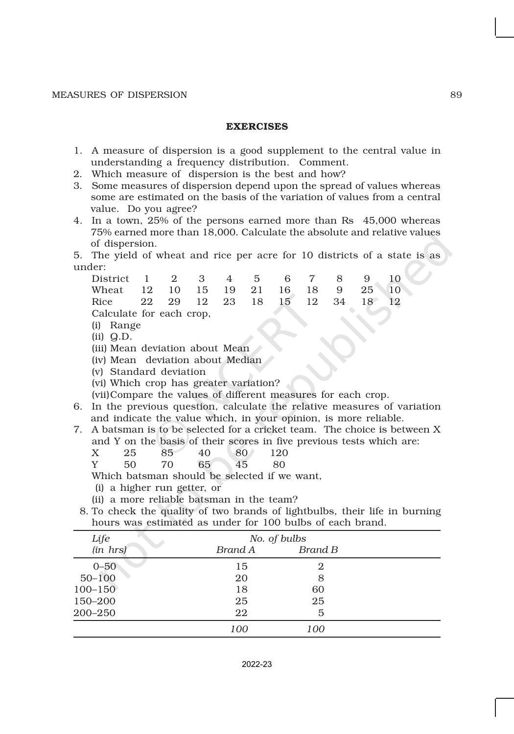 NCERT Book for Class 11 Economics (Statistic Economics) Chapter 6 Measures of Dispersion - Page 16