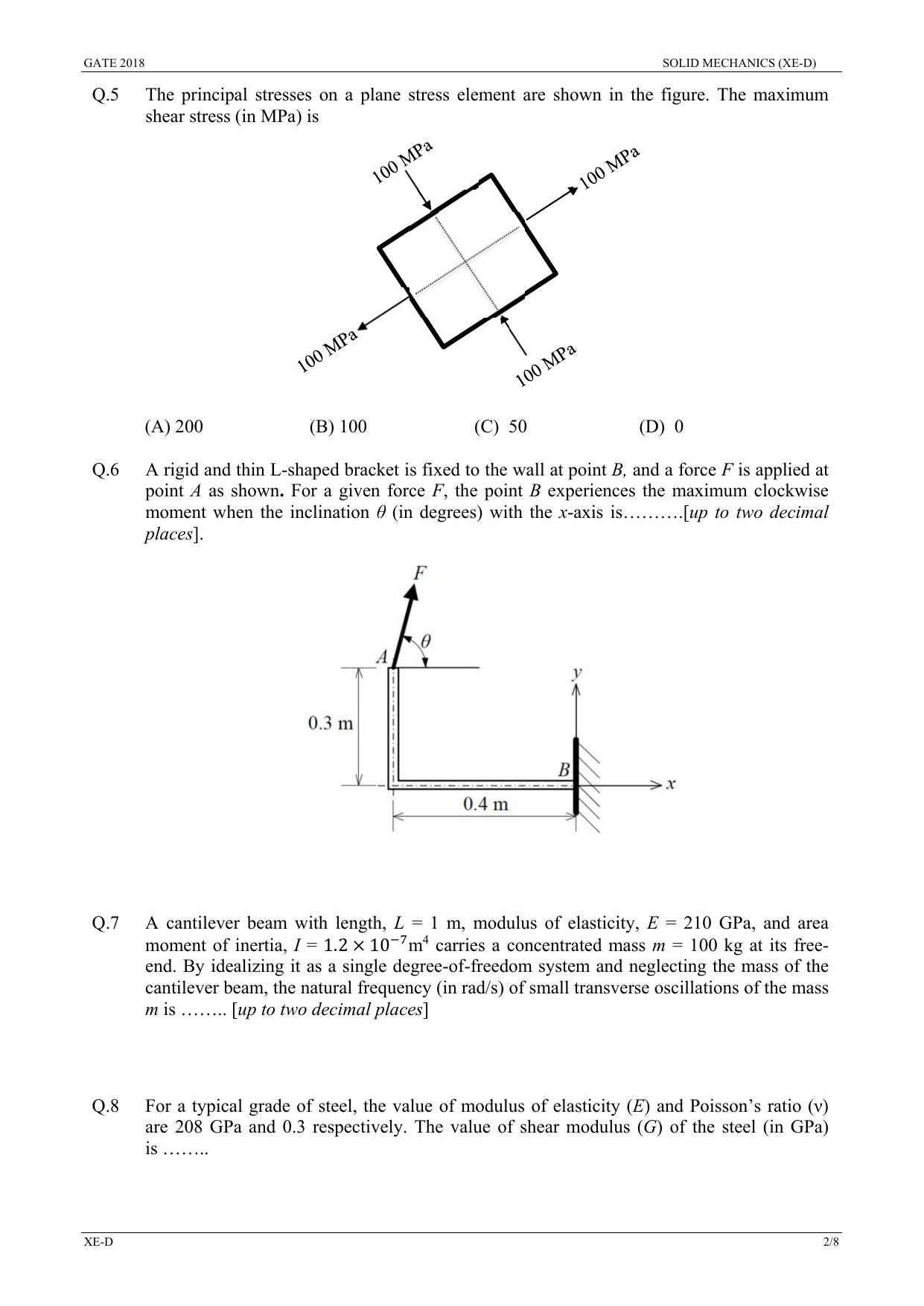 GATE 2018 Engineering Sciences (XE) Question Paper with Answer Key - Page 15