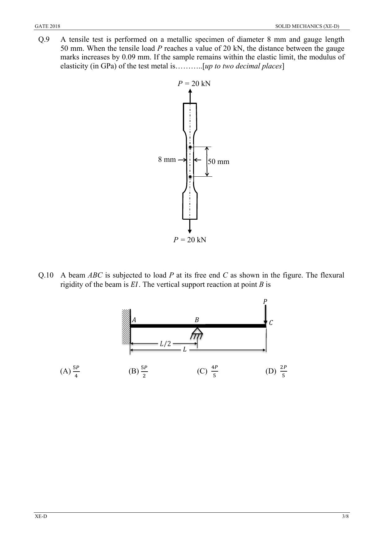 GATE 2018 Engineering Sciences (XE) Question Paper with Answer Key - Page 16