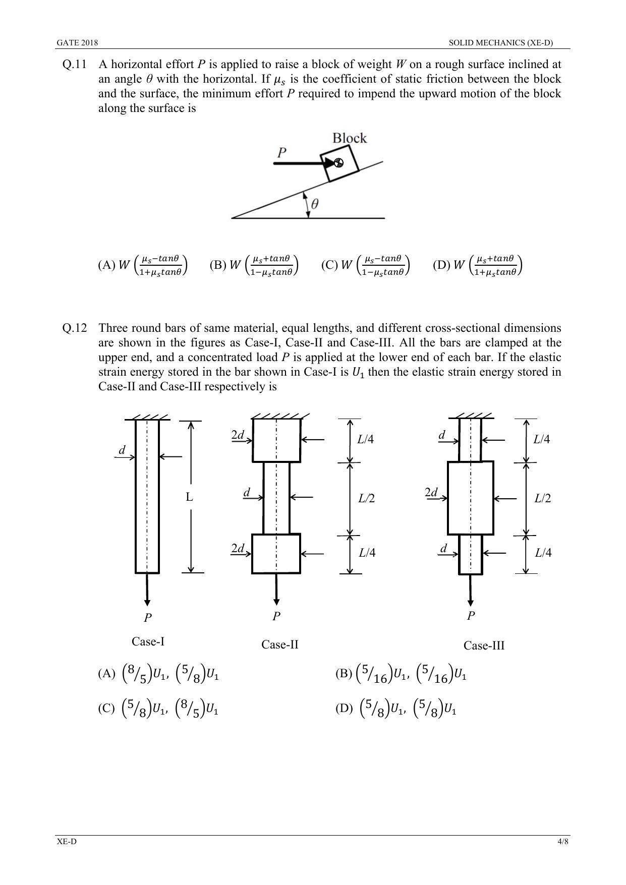 GATE 2018 Engineering Sciences (XE) Question Paper with Answer Key - Page 17