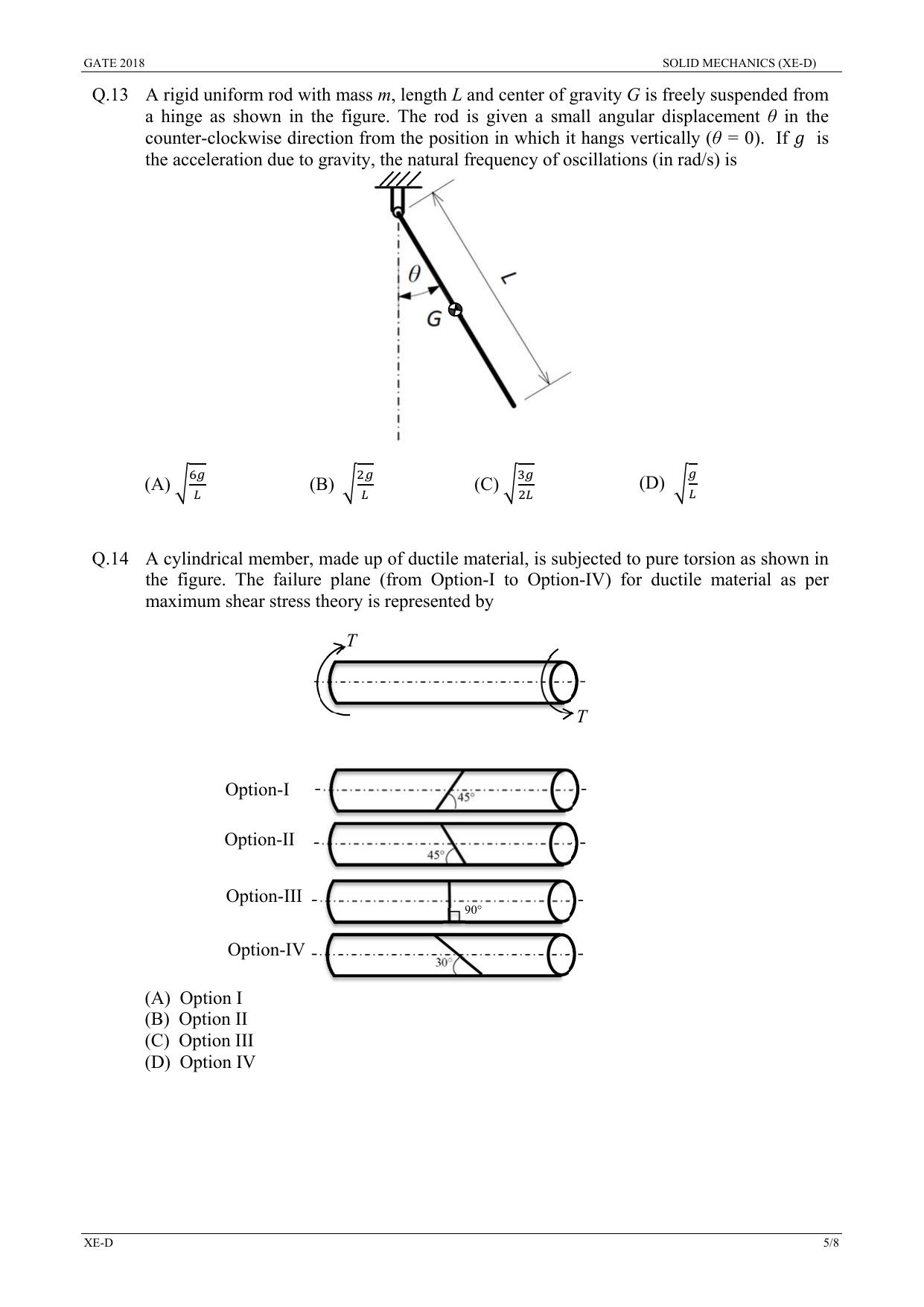 GATE 2018 Engineering Sciences (XE) Question Paper with Answer Key - Page 18