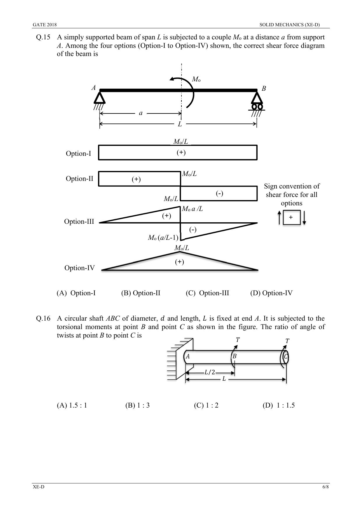 GATE 2018 Engineering Sciences (XE) Question Paper with Answer Key - Page 19