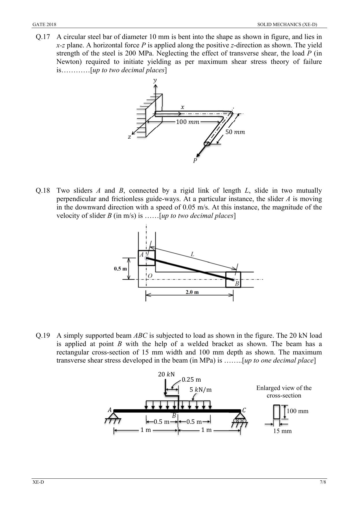 GATE 2018 Engineering Sciences (XE) Question Paper with Answer Key - Page 20