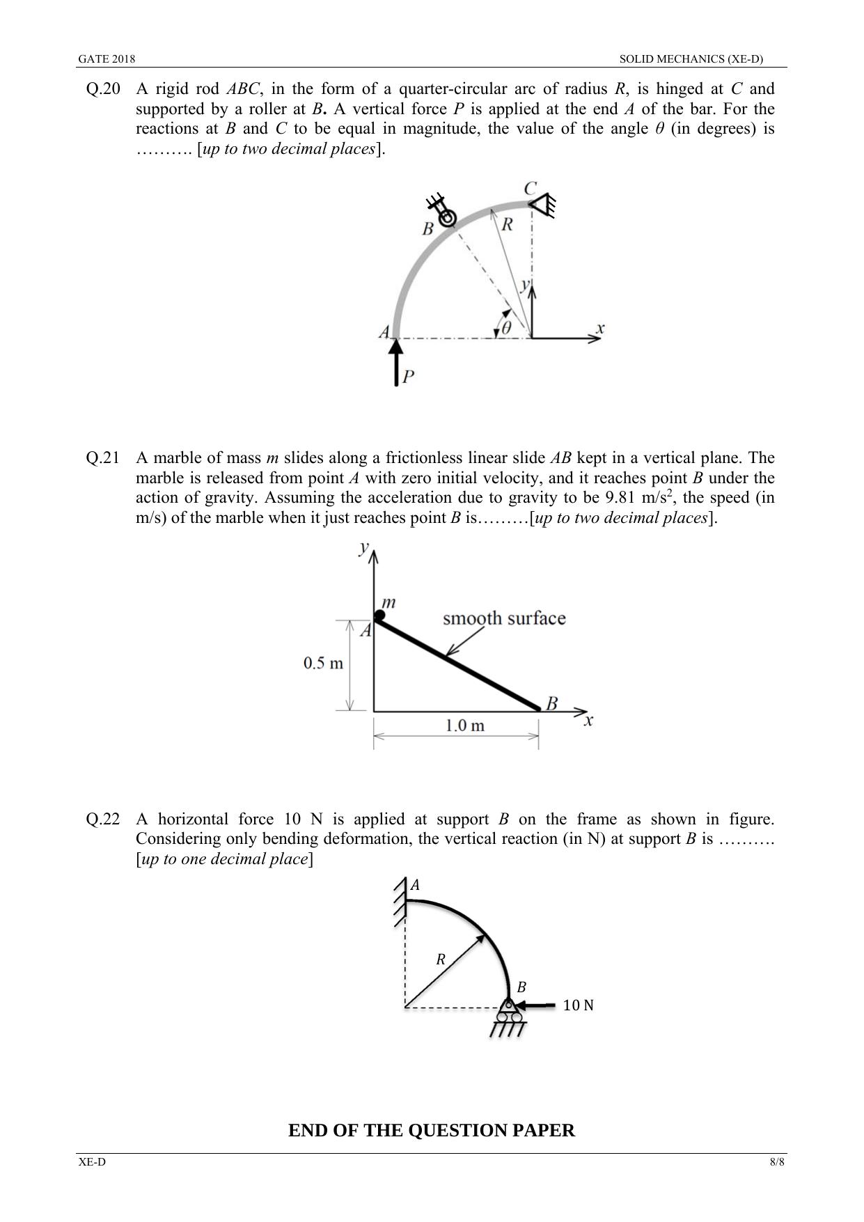 GATE 2018 Engineering Sciences (XE) Question Paper with Answer Key - Page 21