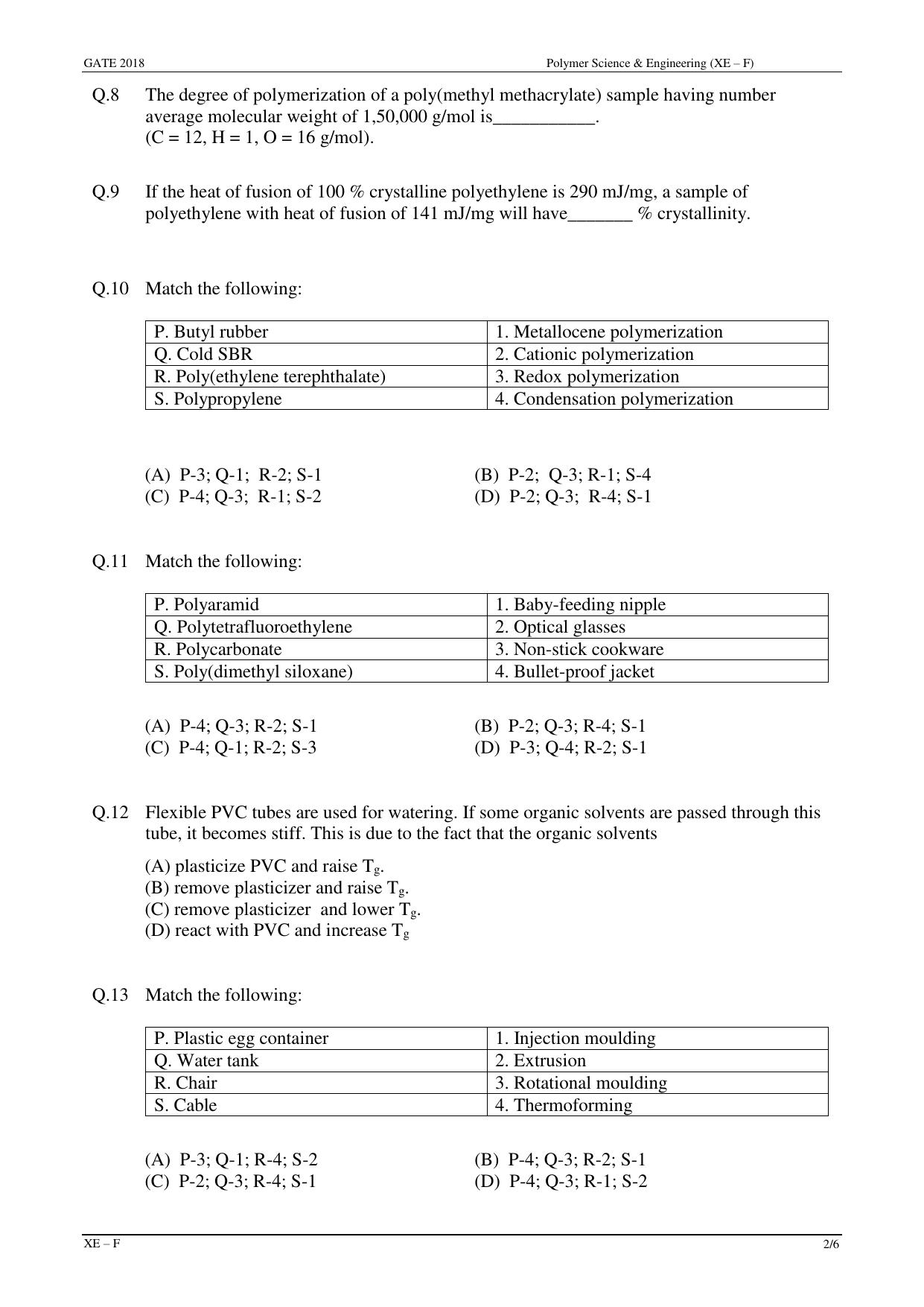 GATE 2018 Engineering Sciences (XE) Question Paper with Answer Key - Page 27