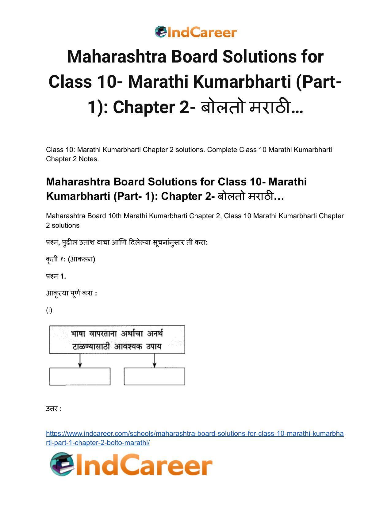Maharashtra Board Solutions for Class 10- Marathi Kumarbharti (Part- 1): Chapter 2- बोलतो मराठी… - Page 2
