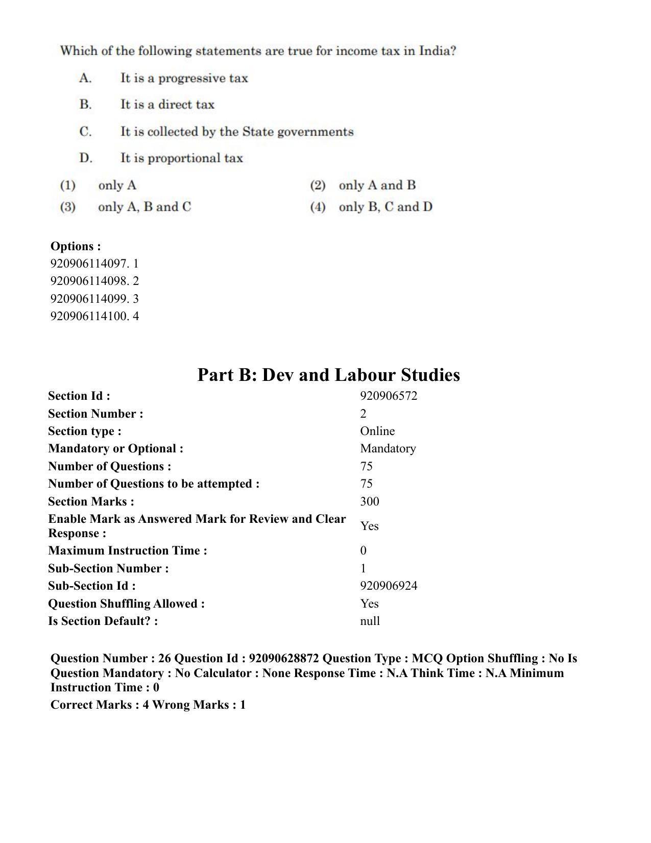 CUET PG 2023: HUQP06 – Dev. and Labour studies (Eng) - Shift 1 (27-06-2023) Question Paper - Page 27