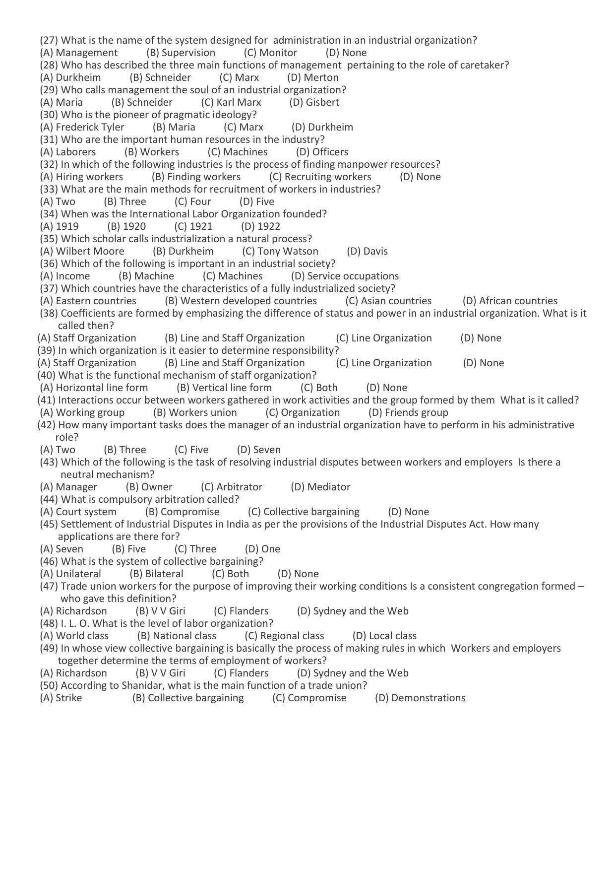 Hemchand North Gujarat University Sample Paper Mar-Jun 2021: M.A. Sem – 3 Sociology-C-304-Industry and Society in India (Theory) Paper Code – 4074 (New Course) - Page 2
