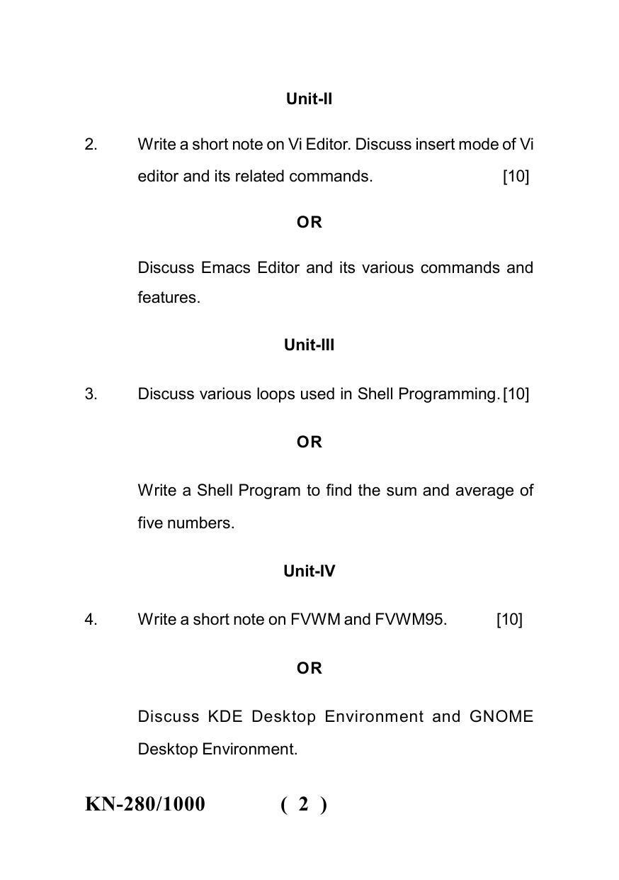 Sarguja University Question Paper - 2022 : B.C.A Part Two Shell Prog Linux/Unix Paper I - Page 2
