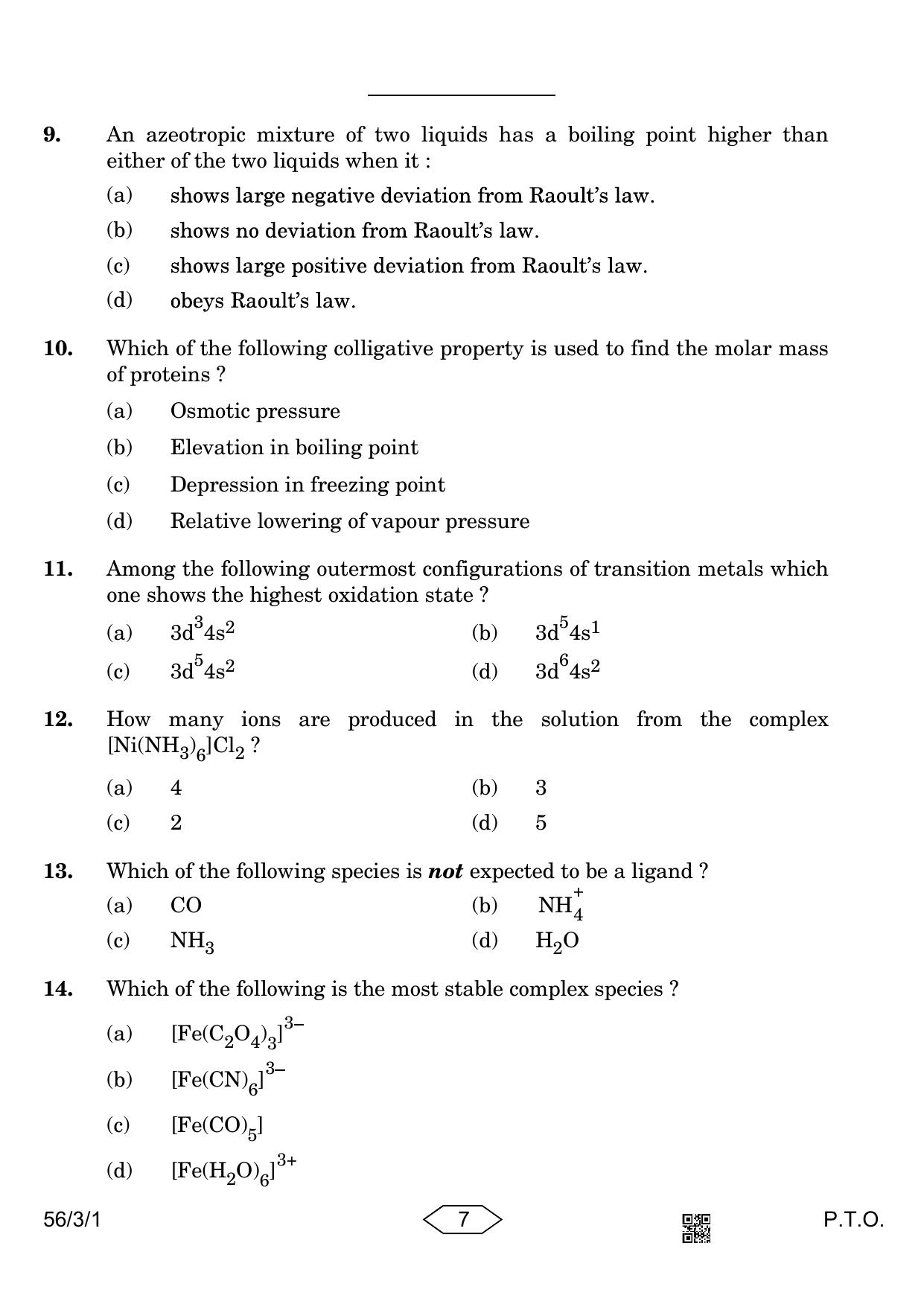 CBSE Class 12 56-3-1 Chemistry 2023 Question Paper - Page 7