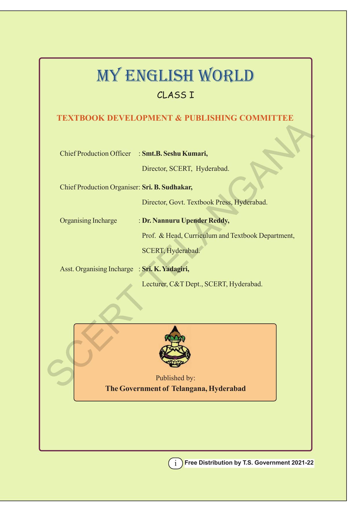 TS SCERT Class 1 English (Telugu Medium) Text Book - Page 3