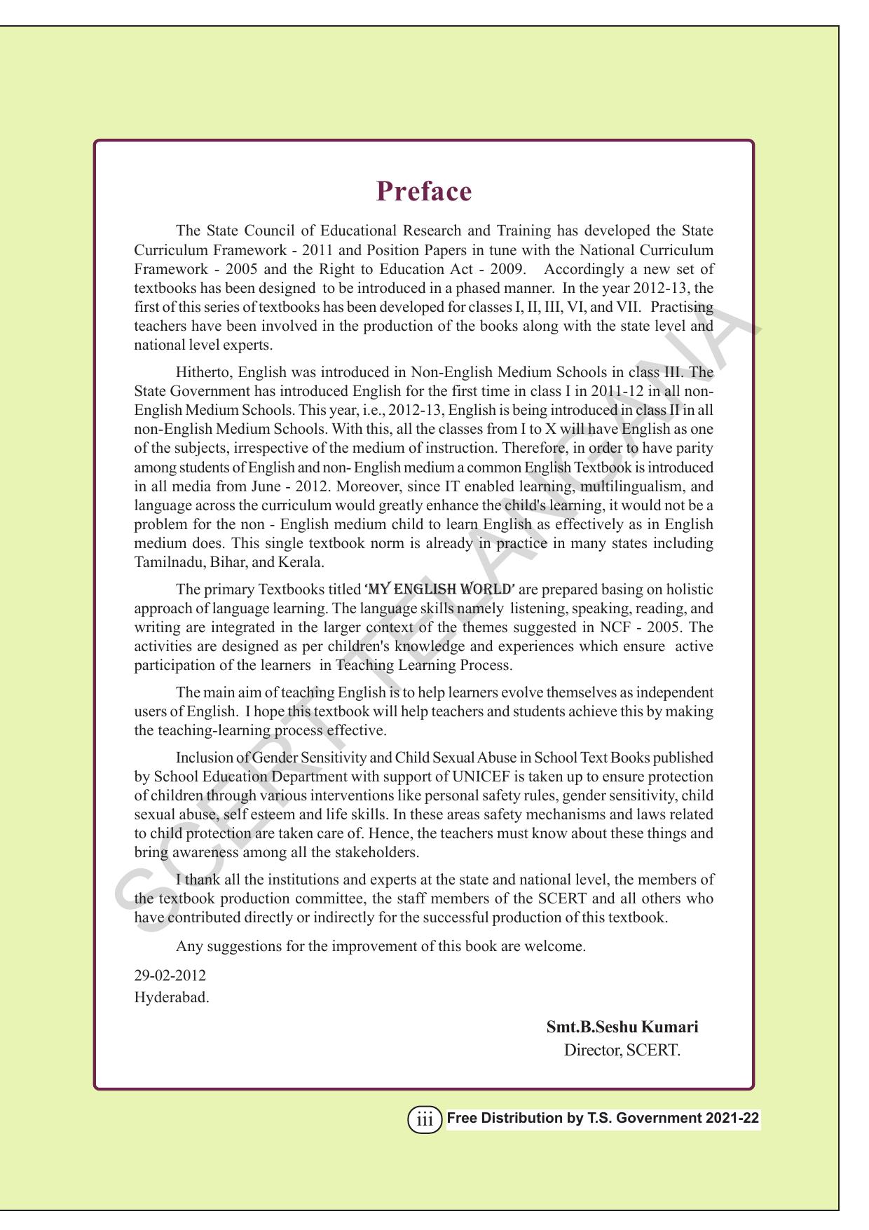 TS SCERT Class 1 English (Telugu Medium) Text Book - Page 5