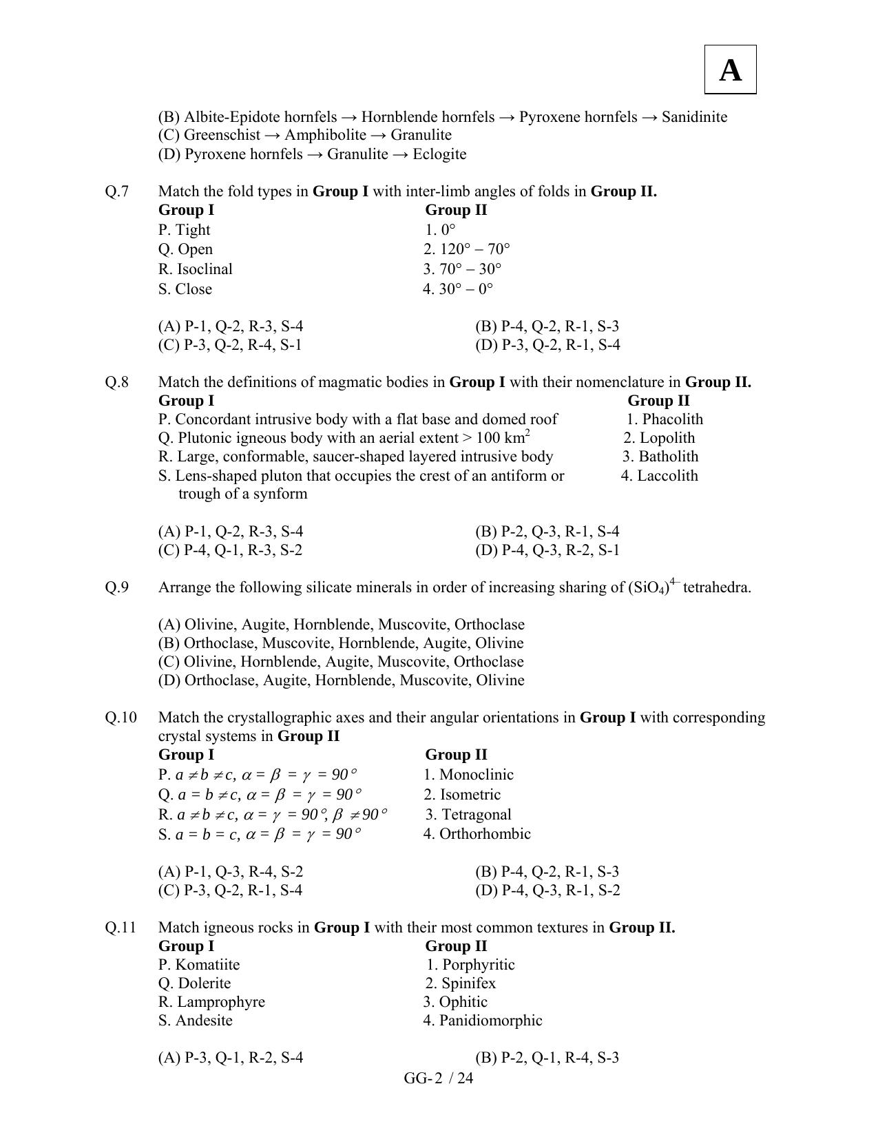 JAM 2012: GG Question Paper - Page 4