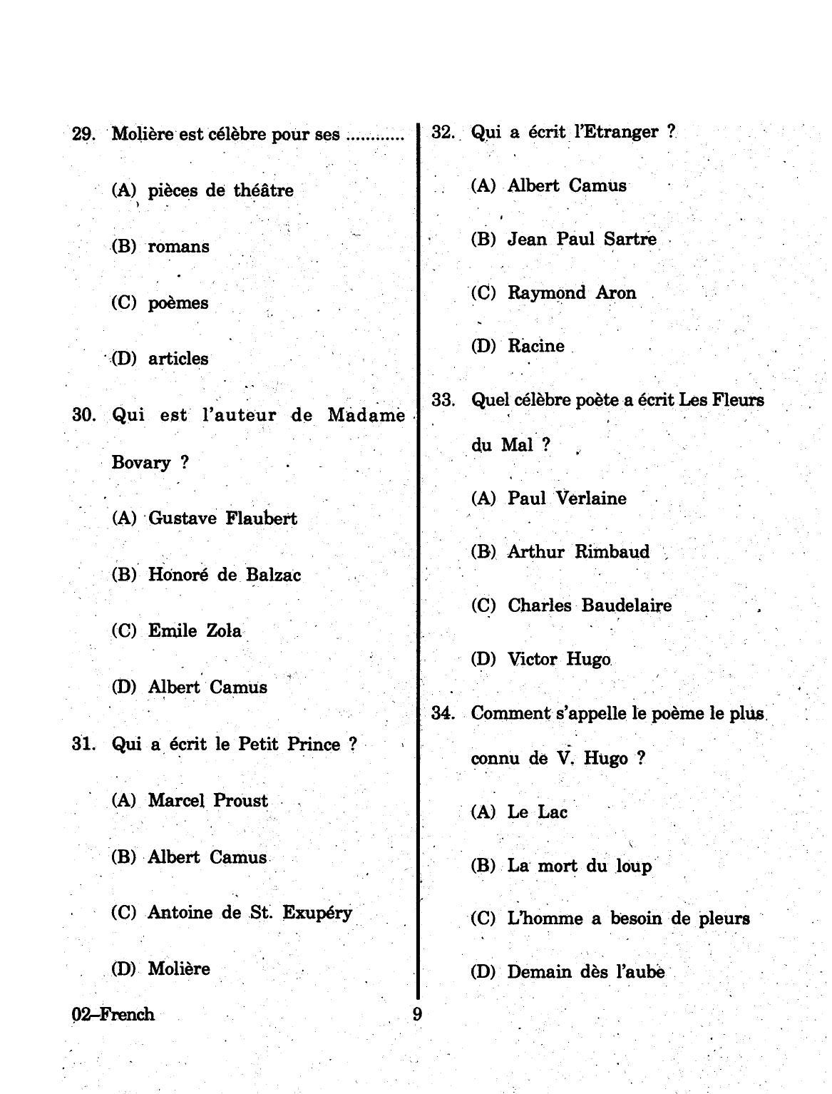 URATPG 2015 French Question Paper - Page 9