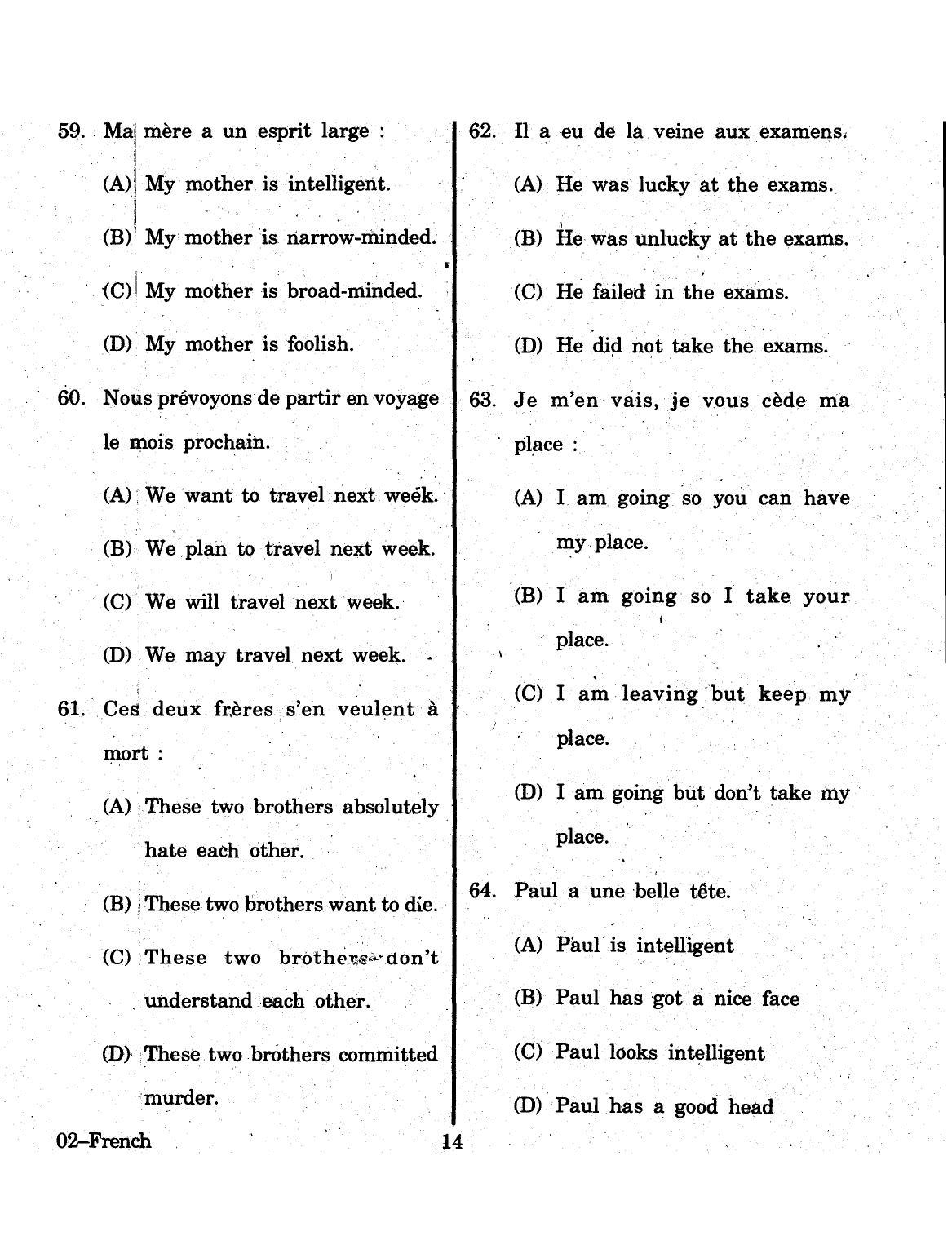 URATPG 2015 French Question Paper - Page 14