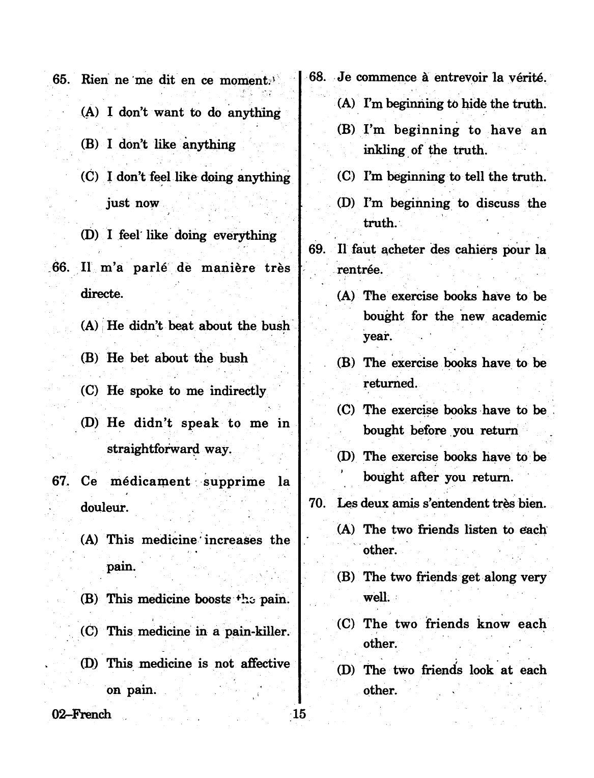 URATPG 2015 French Question Paper - Page 15