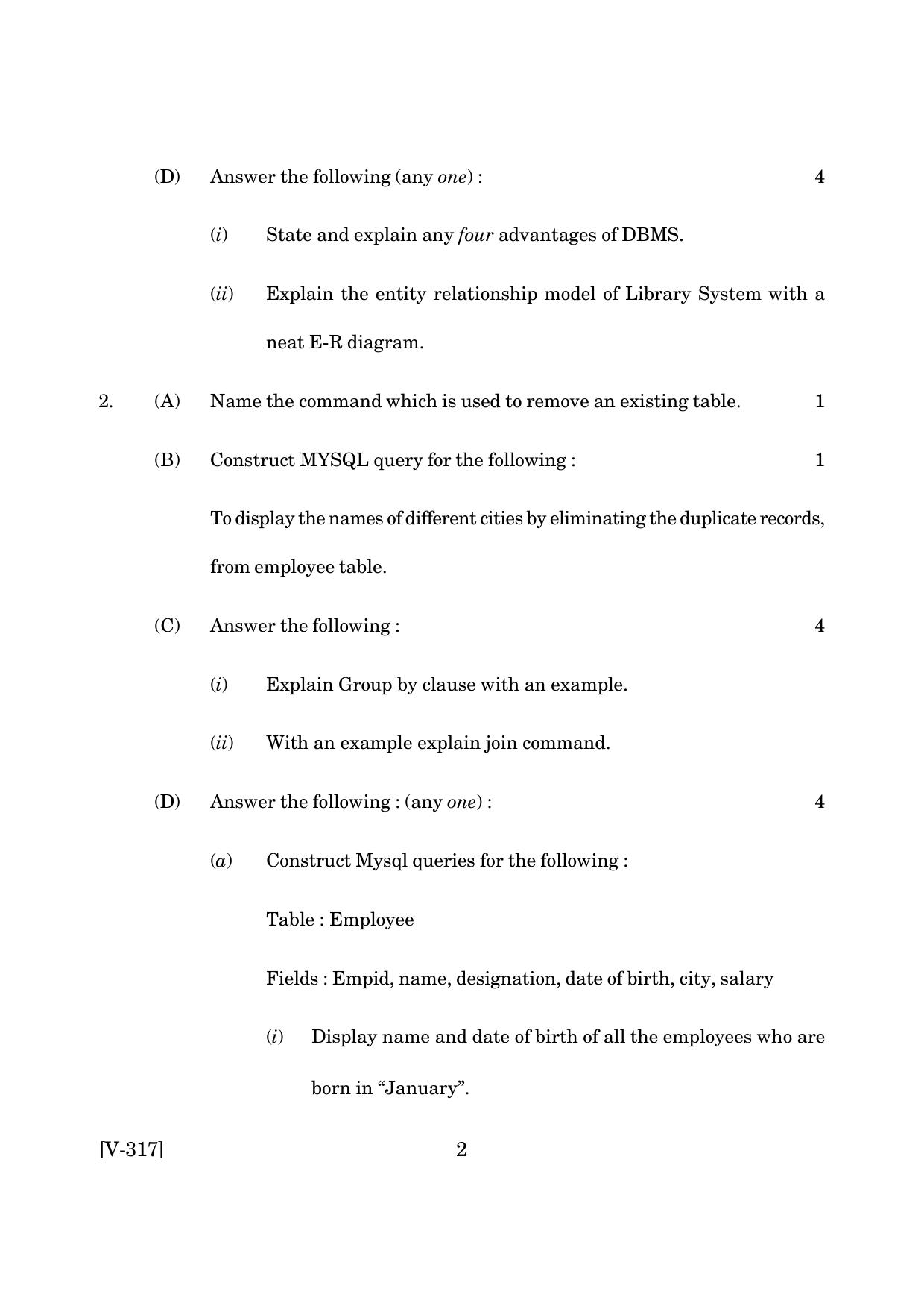 Goa Board Class 12 Web Technology   (June 2019) Question Paper - Page 2