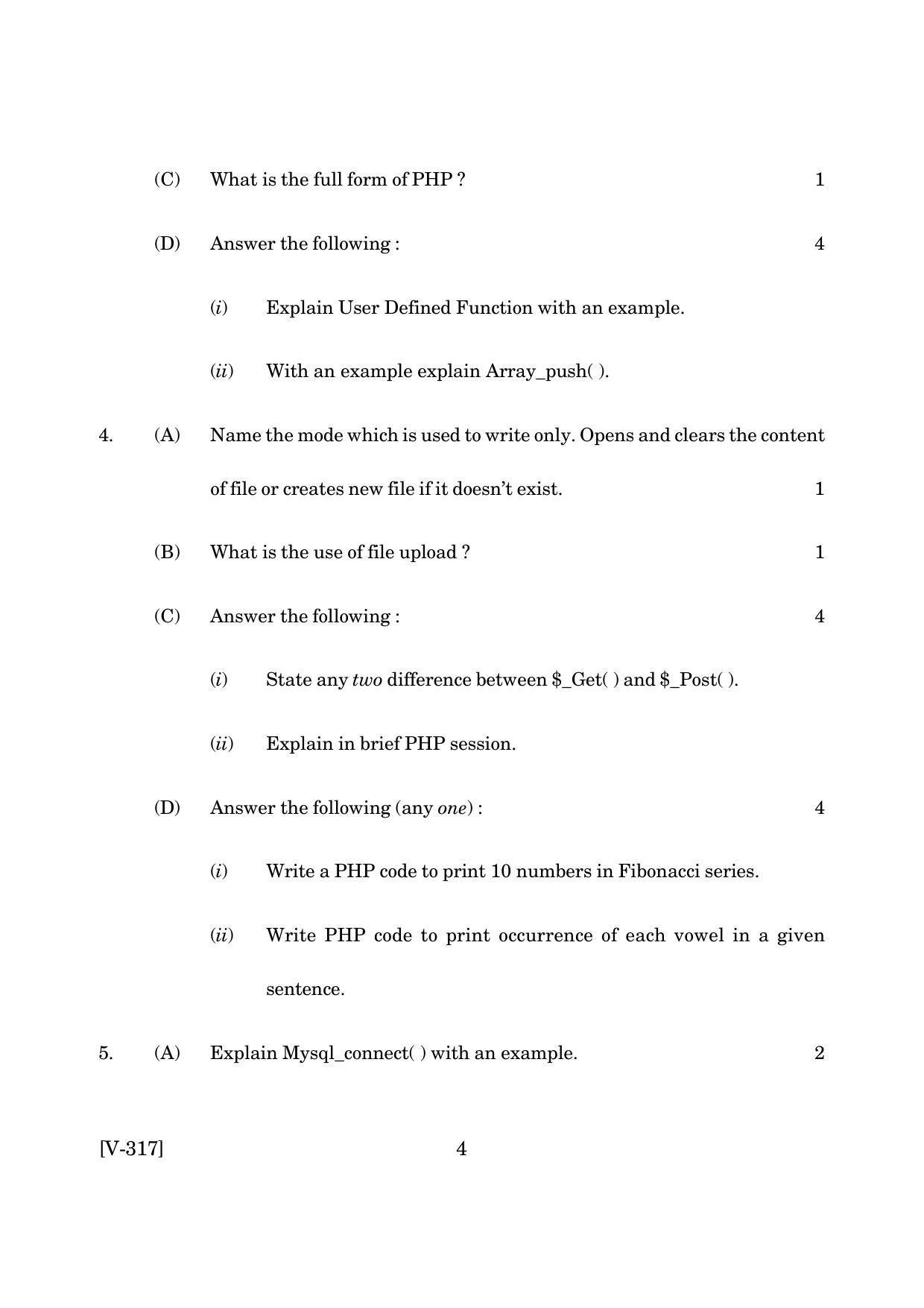 Goa Board Class 12 Web Technology   (June 2019) Question Paper - Page 4