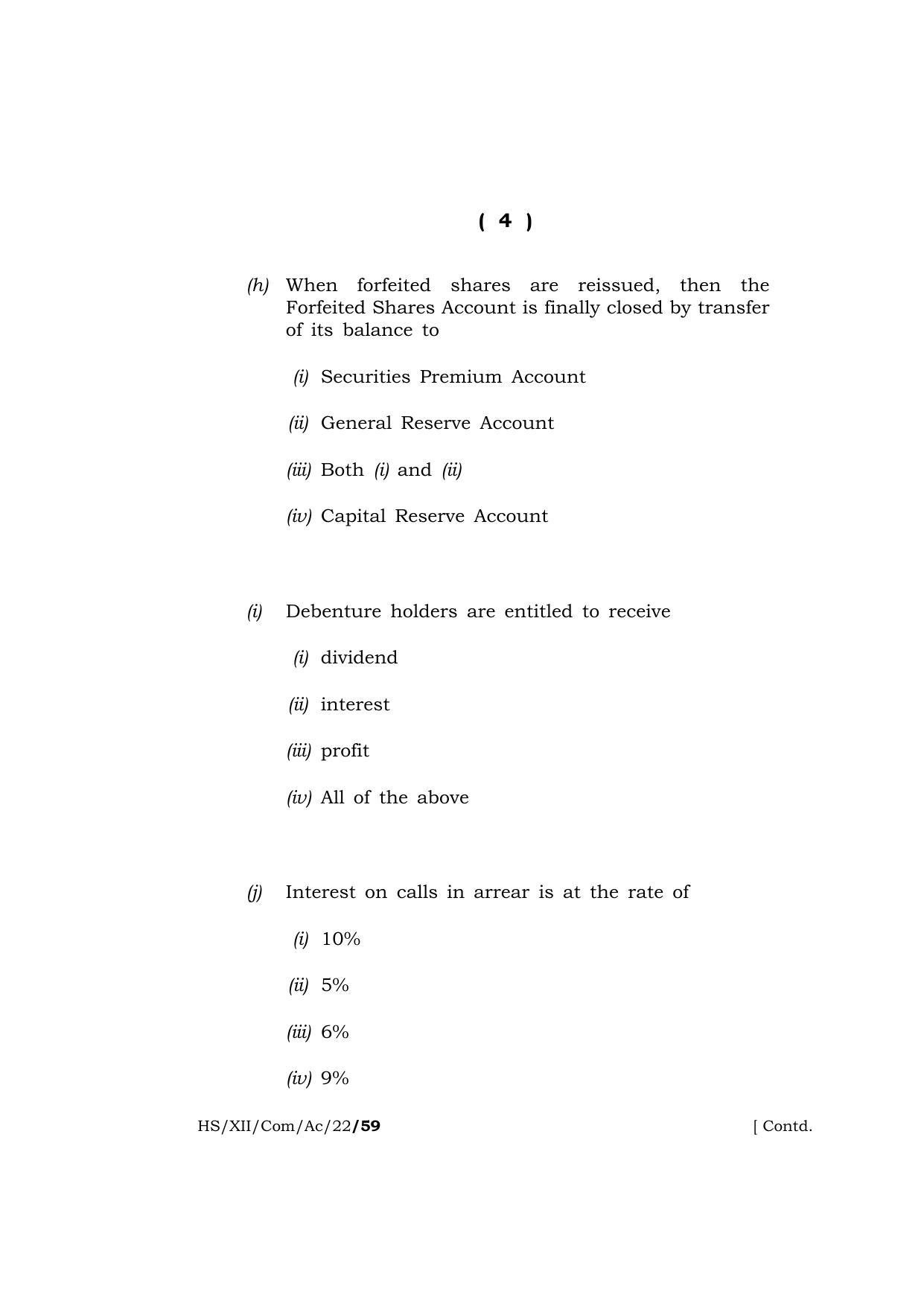 Meghalaya Board (MBOSE) Class 12 ACCOUNTANCY (HS-XII-Com-Ac-22) 2022 Question Paper - Page 4