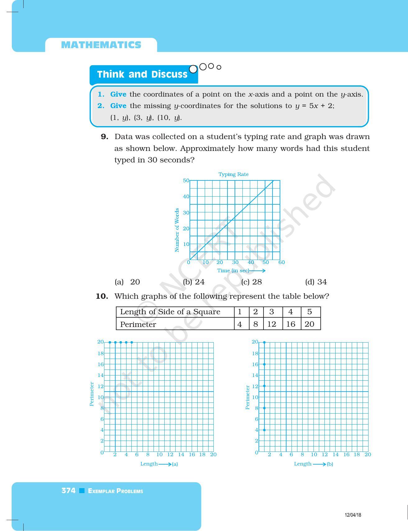 NCERT Exemplar Book for Class 8 Maths: Chapter 12- Introduction to Graphs - Page 10