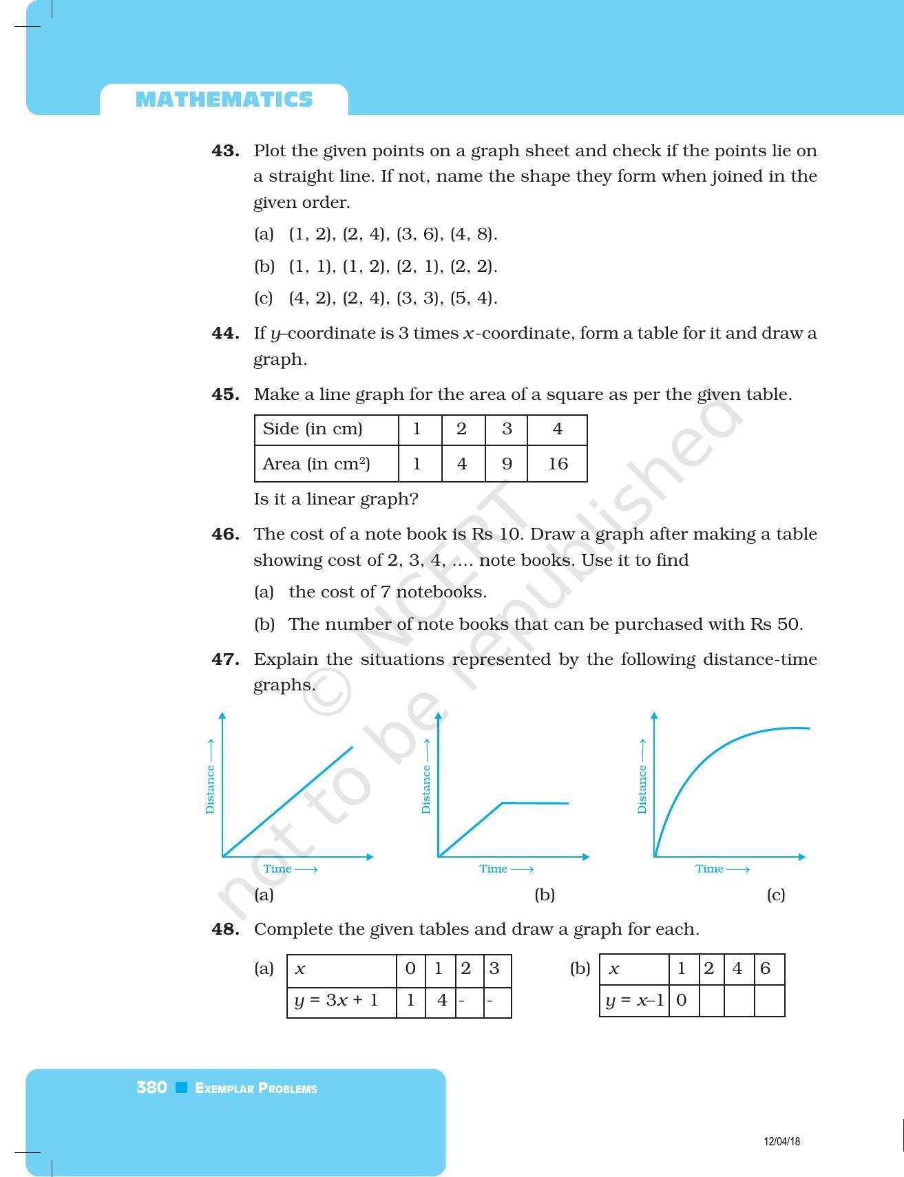 NCERT Exemplar Book for Class 8 Maths: Chapter 12- Introduction to Graphs - Page 16