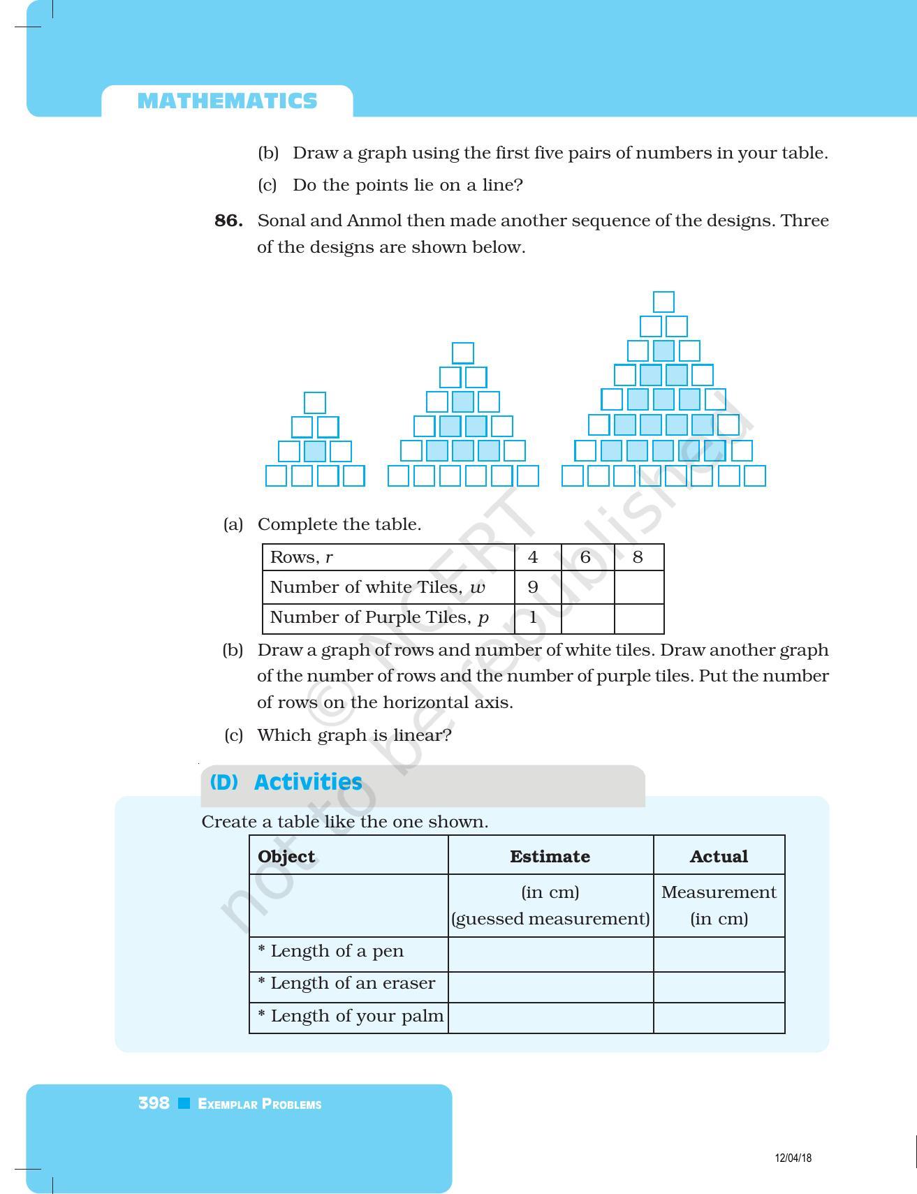 NCERT Exemplar Book for Class 8 Maths: Chapter 12- Introduction to Graphs - Page 34