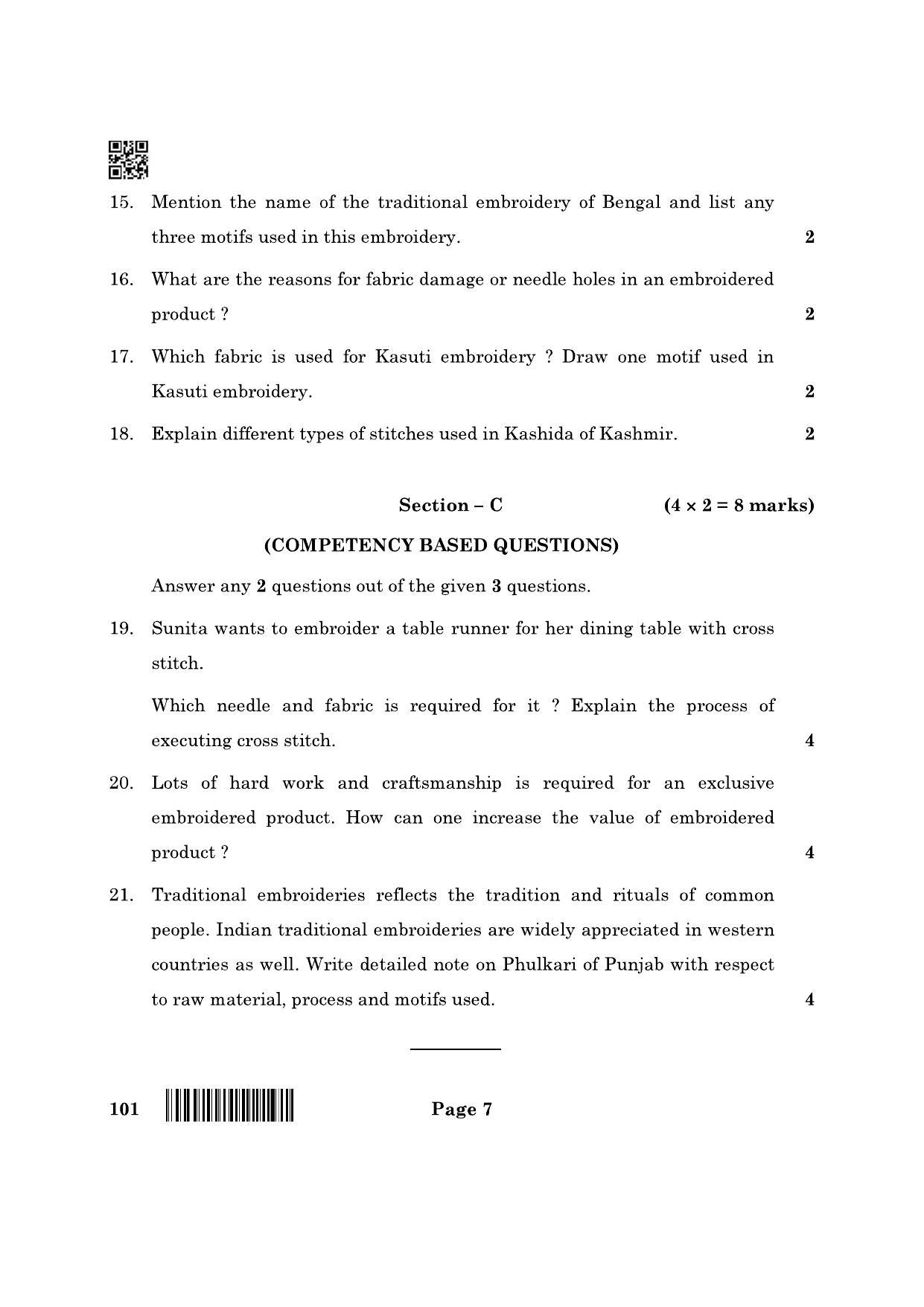 CBSE Class 10 101 Apparel 2022 Question Paper - Page 7