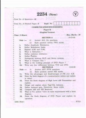 AP Inter 2nd Year Vocational Question Paper March - 2020 - Communication Engineering-II(new)