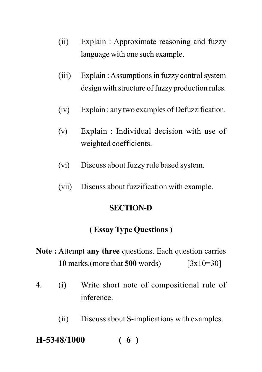 Sarguja University Question Paper July-2022 :   M.Sc. In Mathematics (Fourth sem.)Fuzzy Sets And Their Application (II) Paper 1 - Page 6