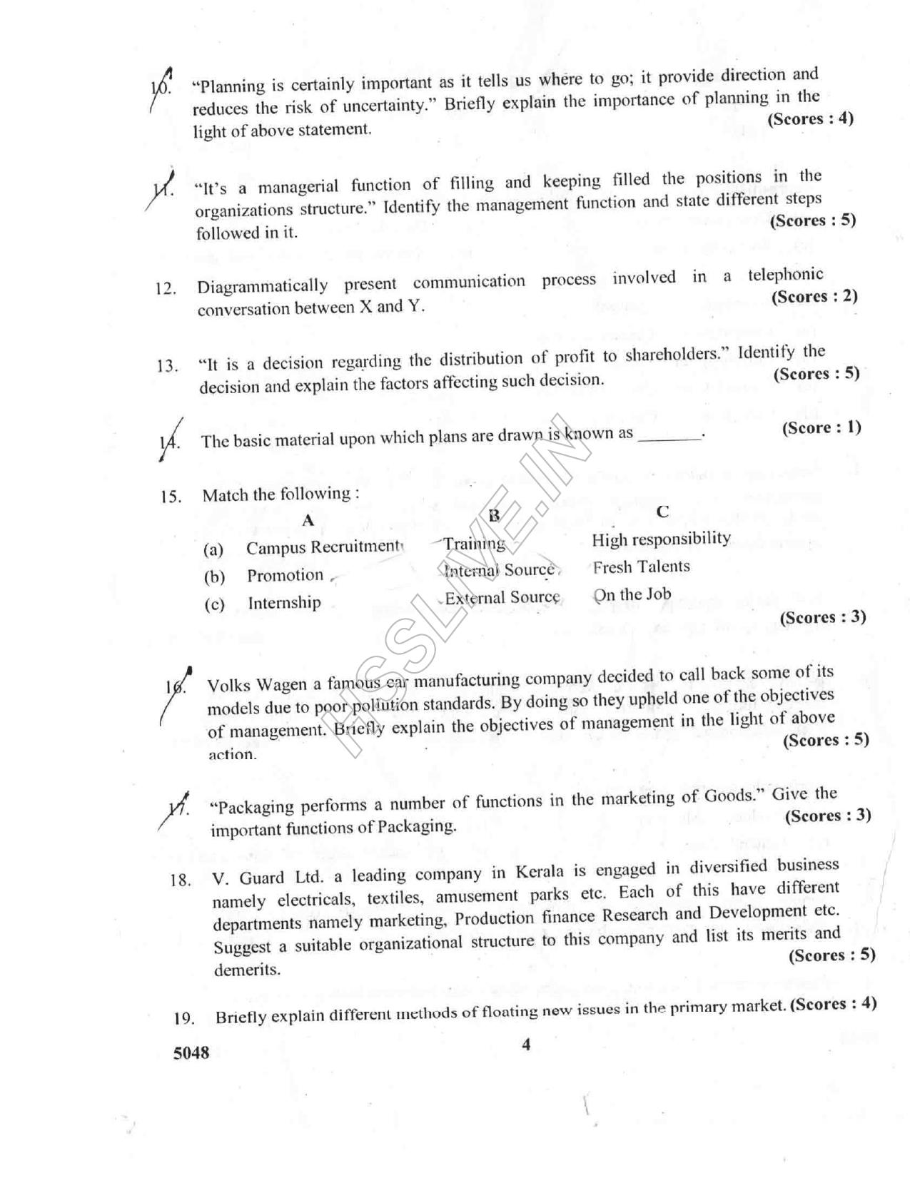 Kerala Plus Two 2017 Business Studies Question paper. - Page 3