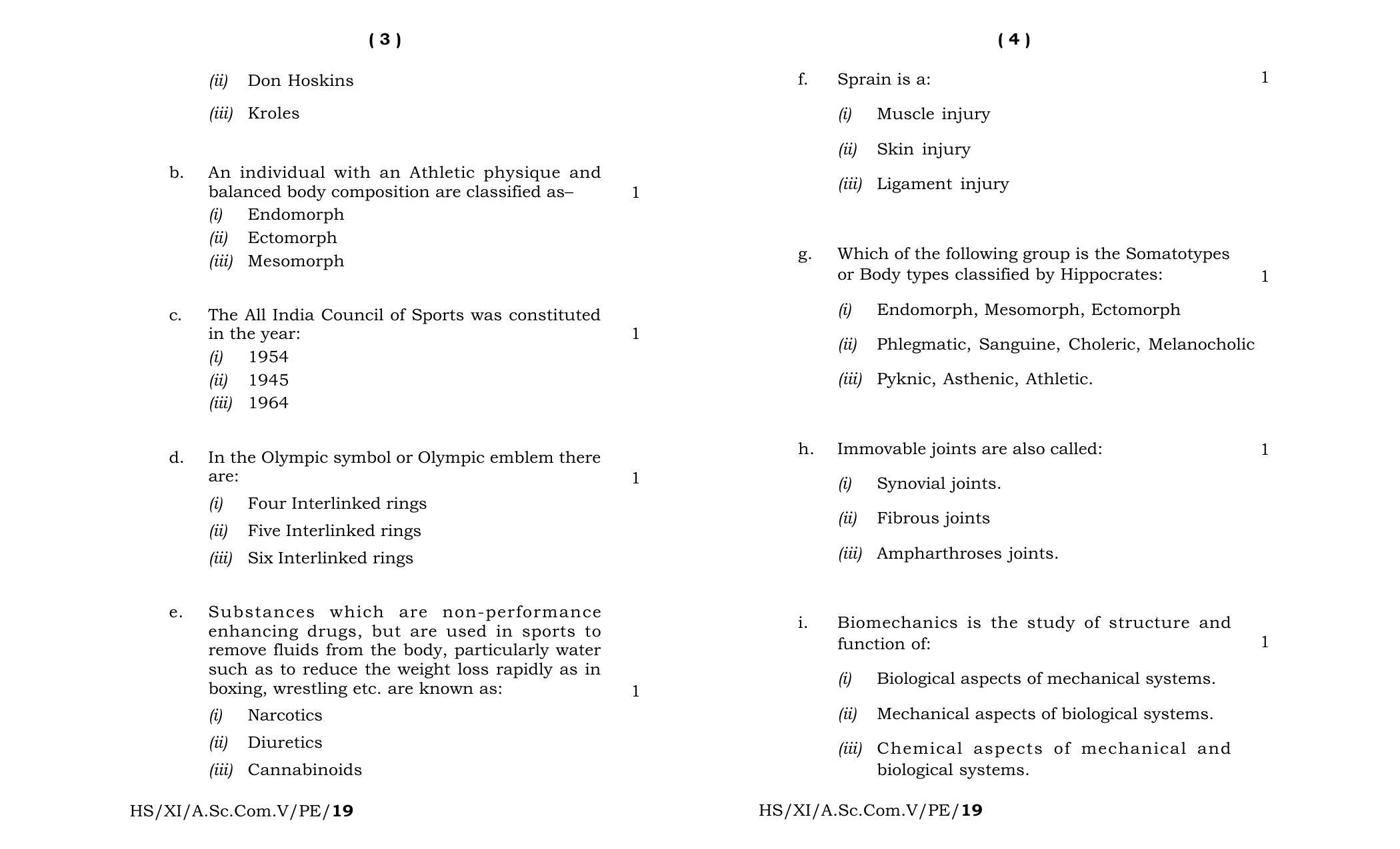 Meghalaya Board (MBOSE) Class 11 Physical_Education 2019 Question Paper - Page 2