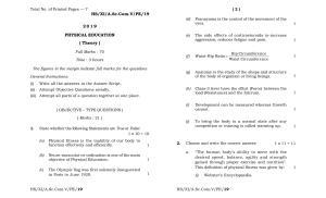 Meghalaya Board (MBOSE) Class 11 Physical_Education 2019 Question Paper