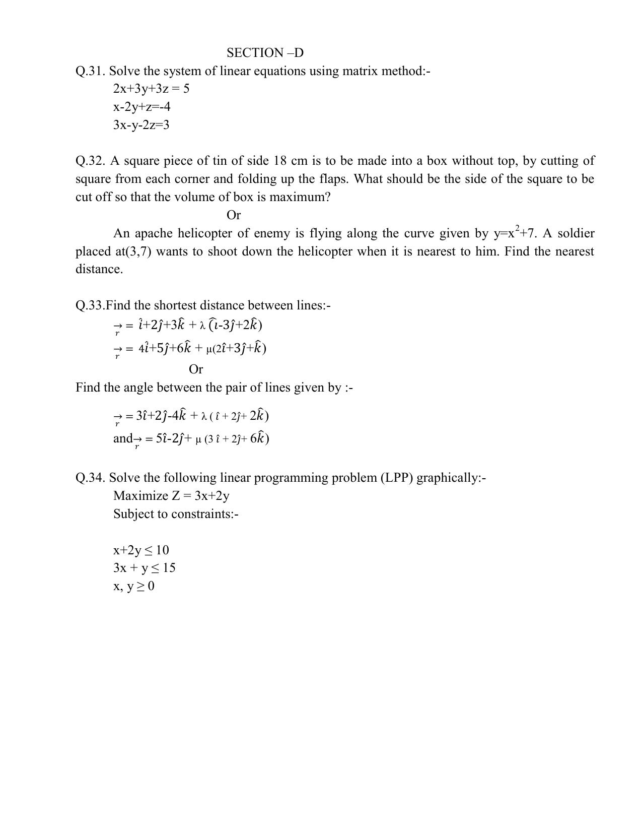 HPBOSE Class 12th Math Sample Question Papers 2025 - Page 5