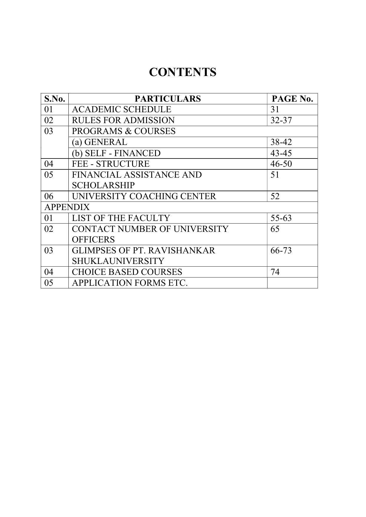 Pandit Ravishankar Shukla University (PRSU), Raipur - 2021 - 22 (Prospectus) - Page 13
