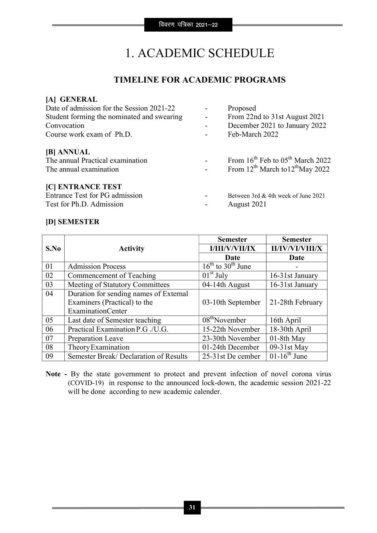 Pandit Ravishankar Shukla University (PRSU), Raipur - 2021 - 22 (Prospectus) - Page 44